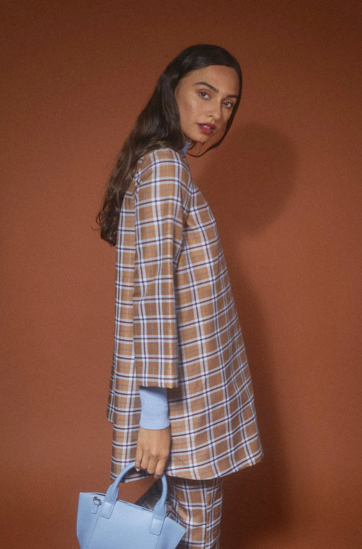 Fala Dress Camel/Blue Check