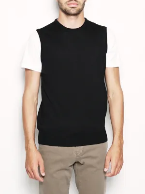 Gilet in Lana Rasata Nero