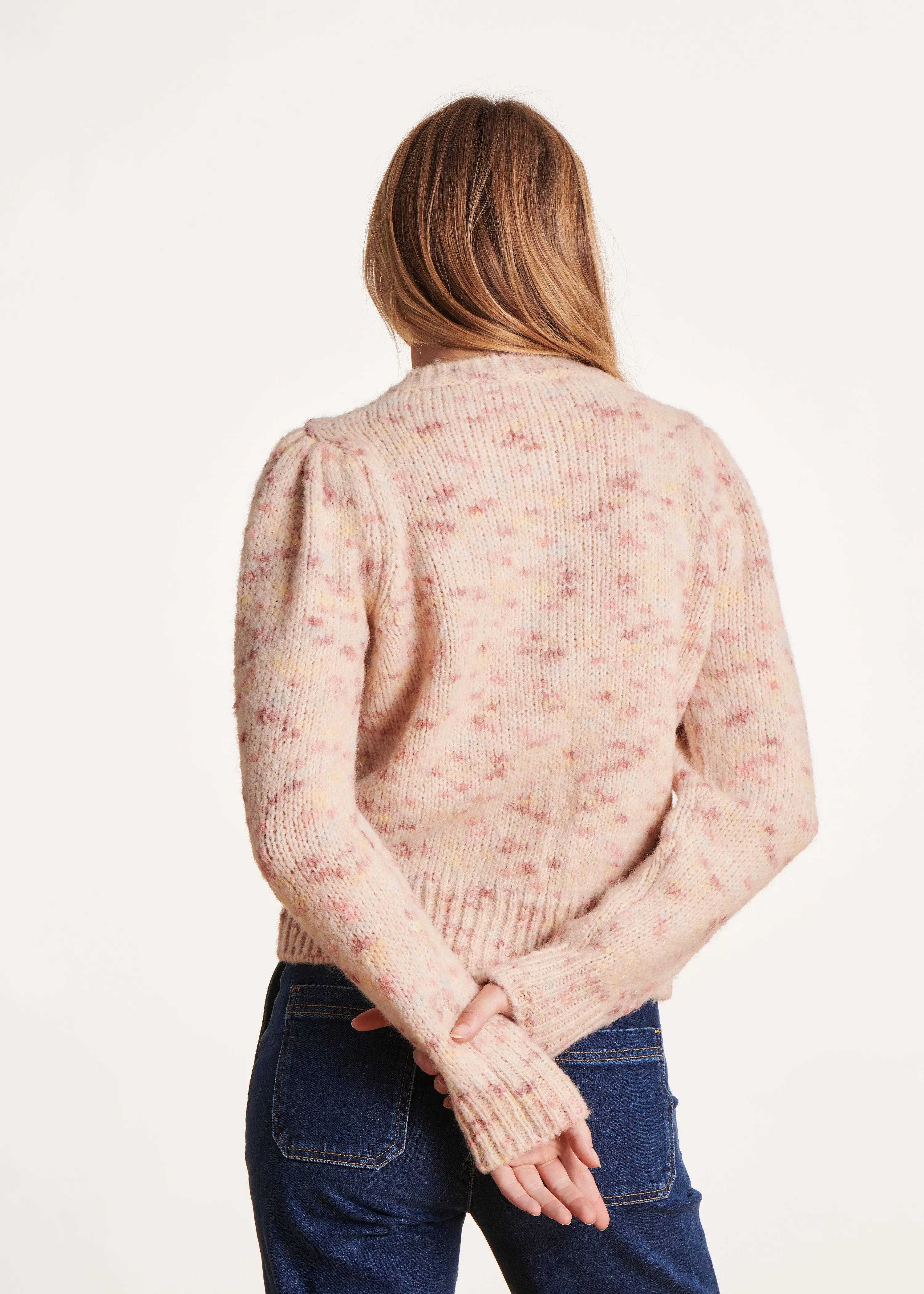 Gilet rose pâle ajusté à encolure ronde