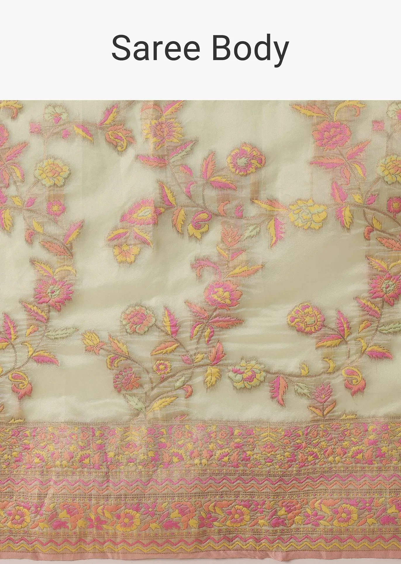 Green Kashmiri Handloom Saree With Thread Work And Unstitched Blouse Piece