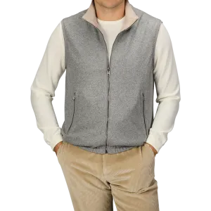 Grey Beige Cashmere Nylon Reversible Gilet