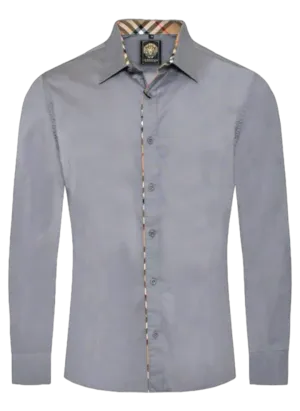 Grey Men's Casual Plaid Button Down Shirt Long Sleeves Regular-Fit Style No-1877