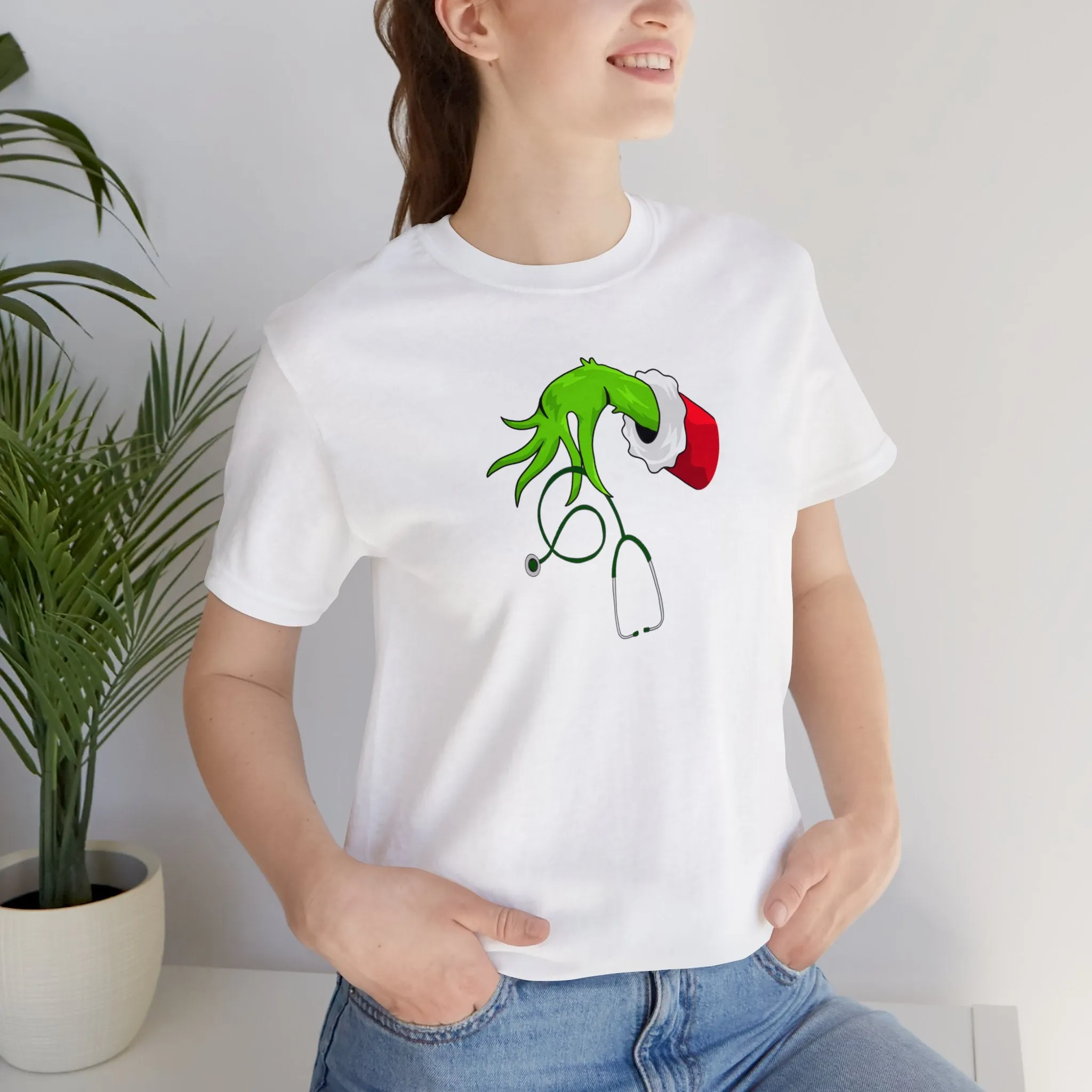 Grinch Nurse Christmas Unisex Jersey Short Sleeve Tee