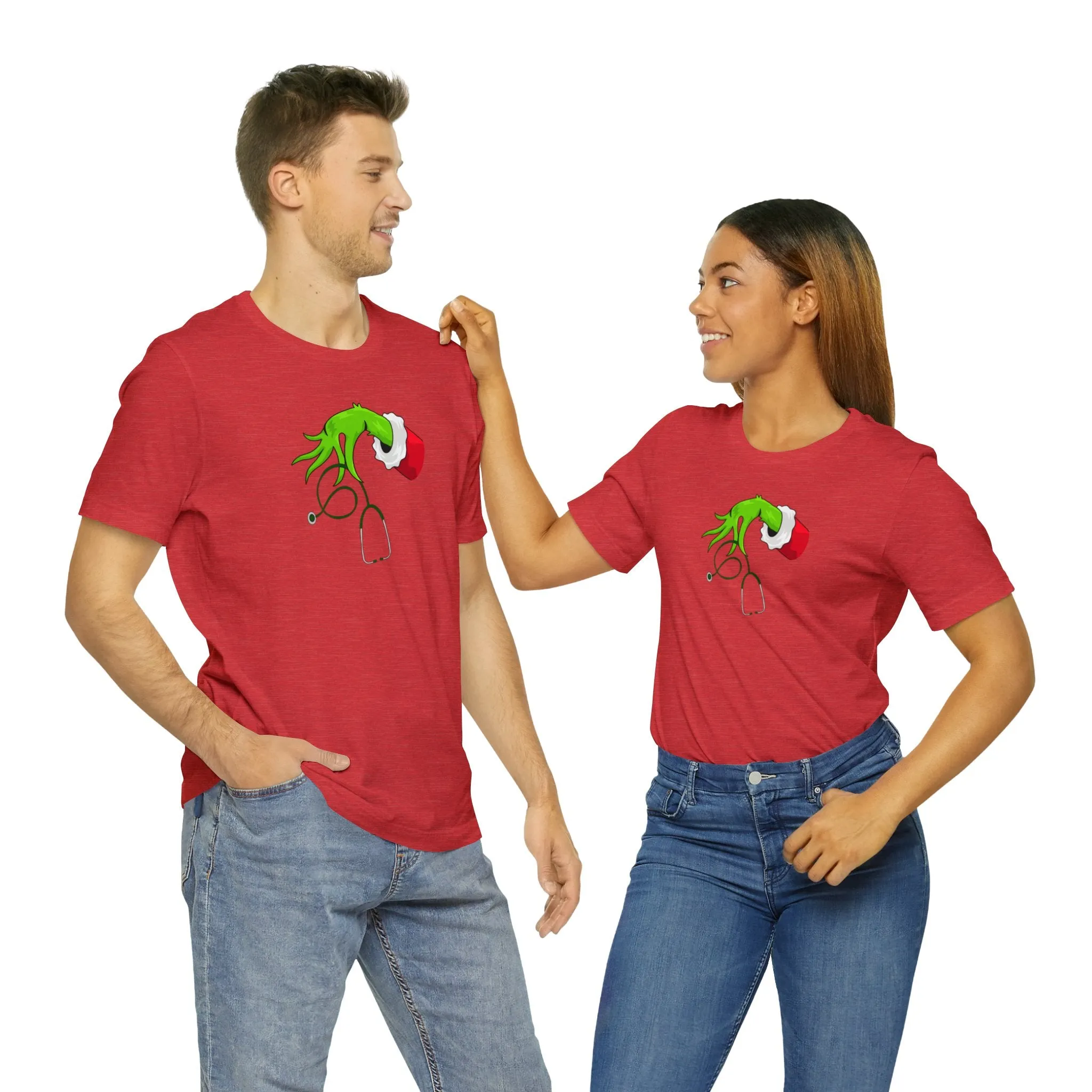 Grinch Nurse Christmas Unisex Jersey Short Sleeve Tee