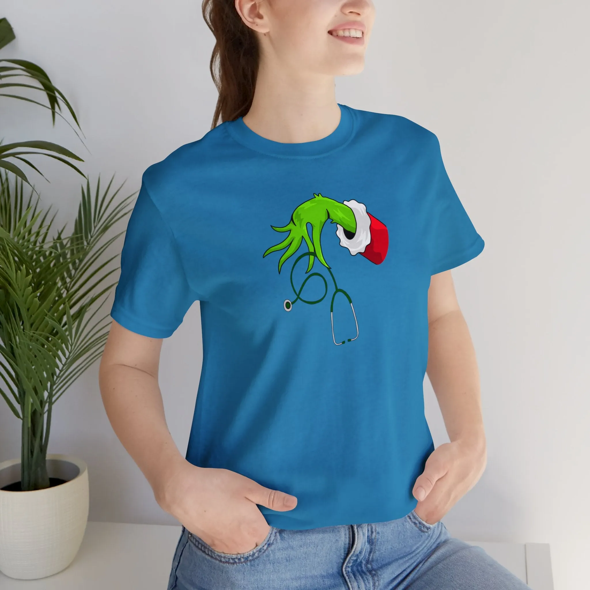 Grinch Nurse Christmas Unisex Jersey Short Sleeve Tee