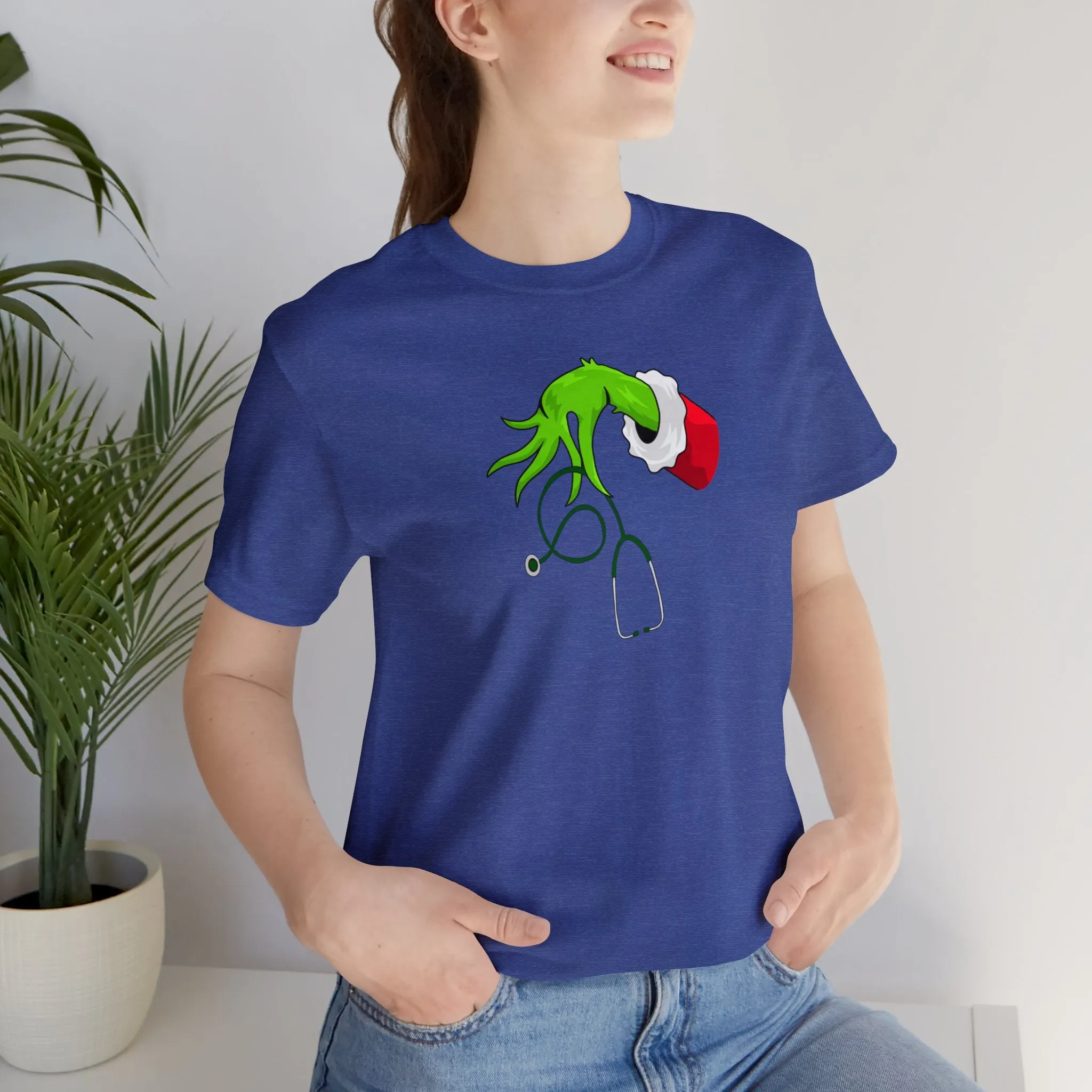 Grinch Nurse Christmas Unisex Jersey Short Sleeve Tee