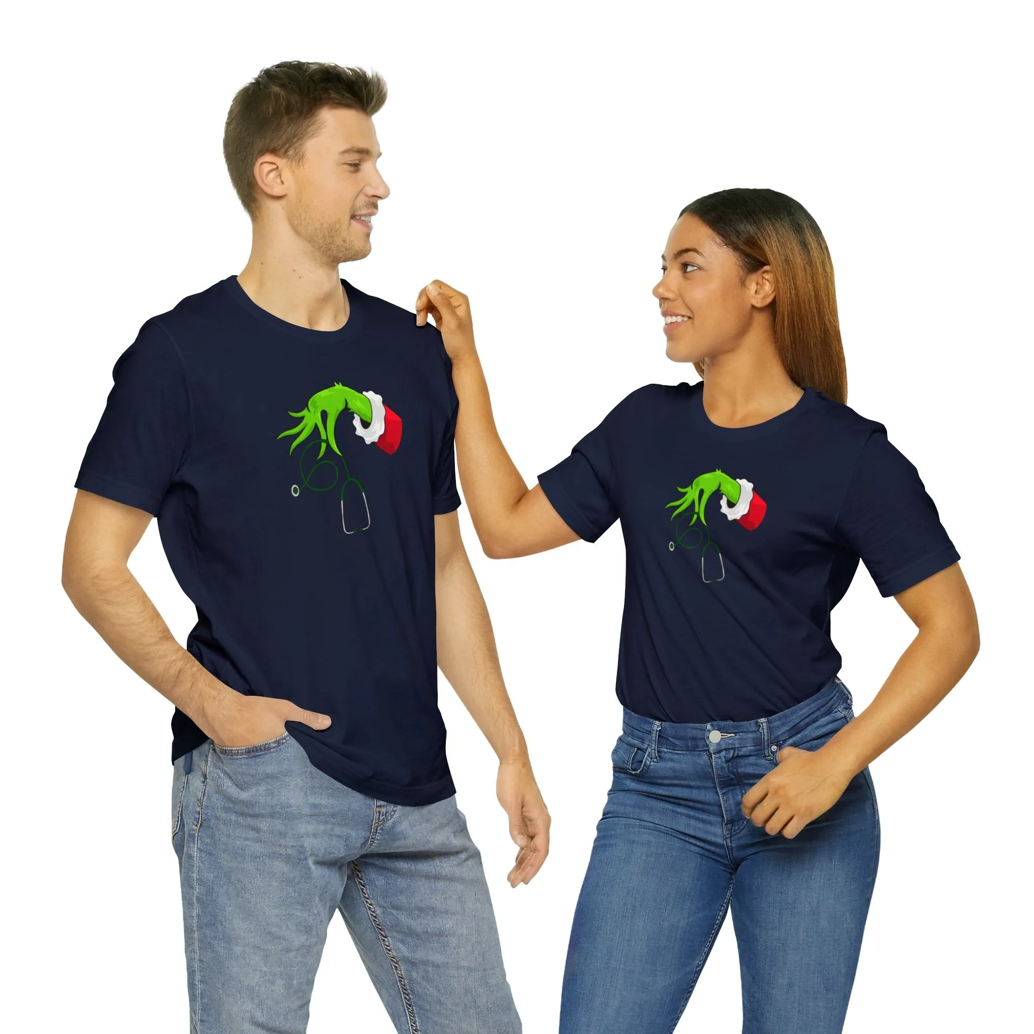 Grinch Nurse Christmas Unisex Jersey Short Sleeve Tee