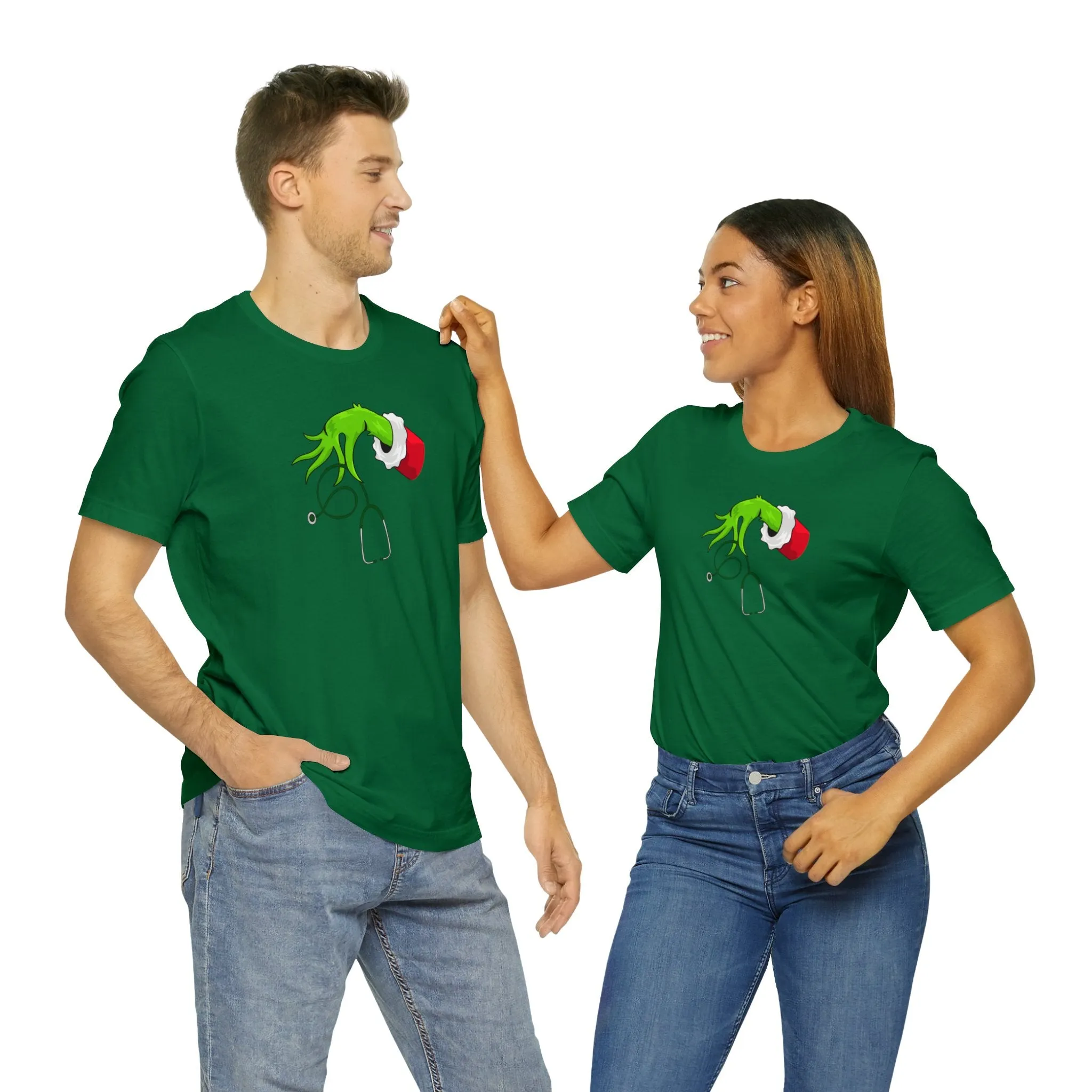 Grinch Nurse Christmas Unisex Jersey Short Sleeve Tee