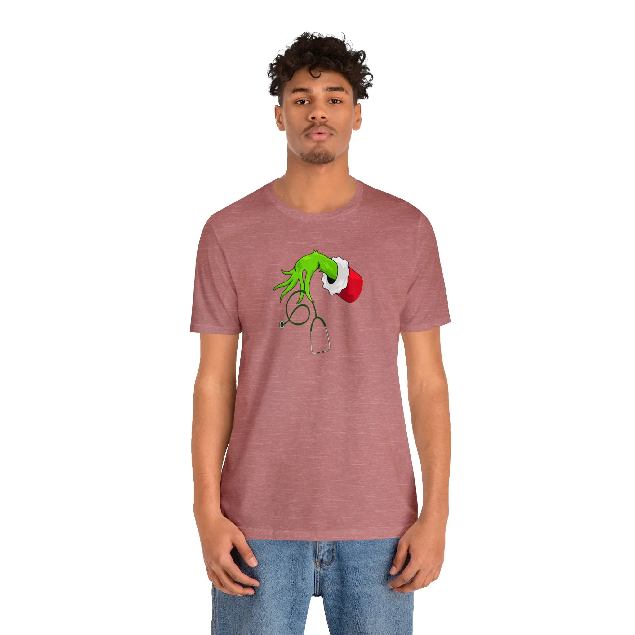 Grinch Nurse Christmas Unisex Jersey Short Sleeve Tee