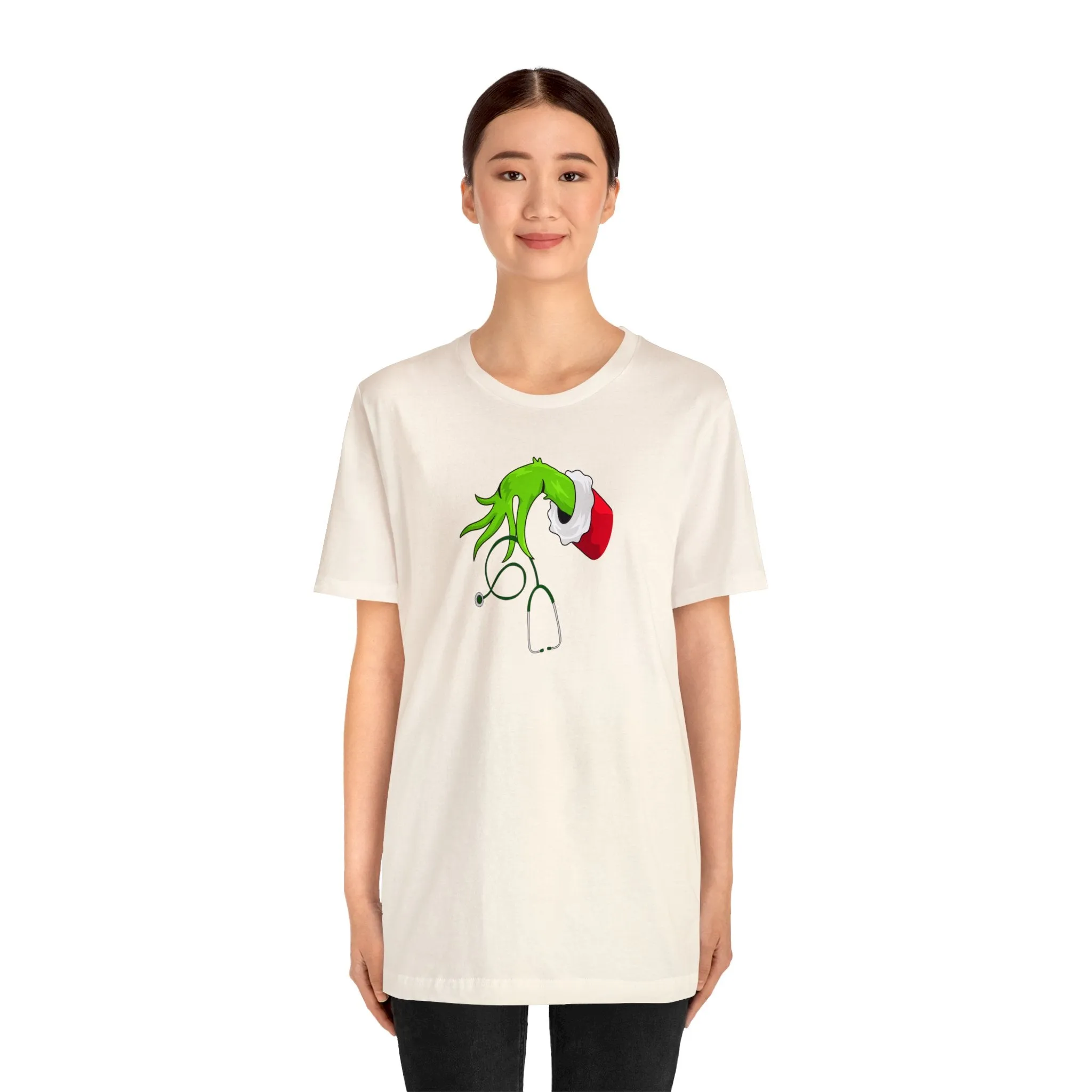 Grinch Nurse Christmas Unisex Jersey Short Sleeve Tee