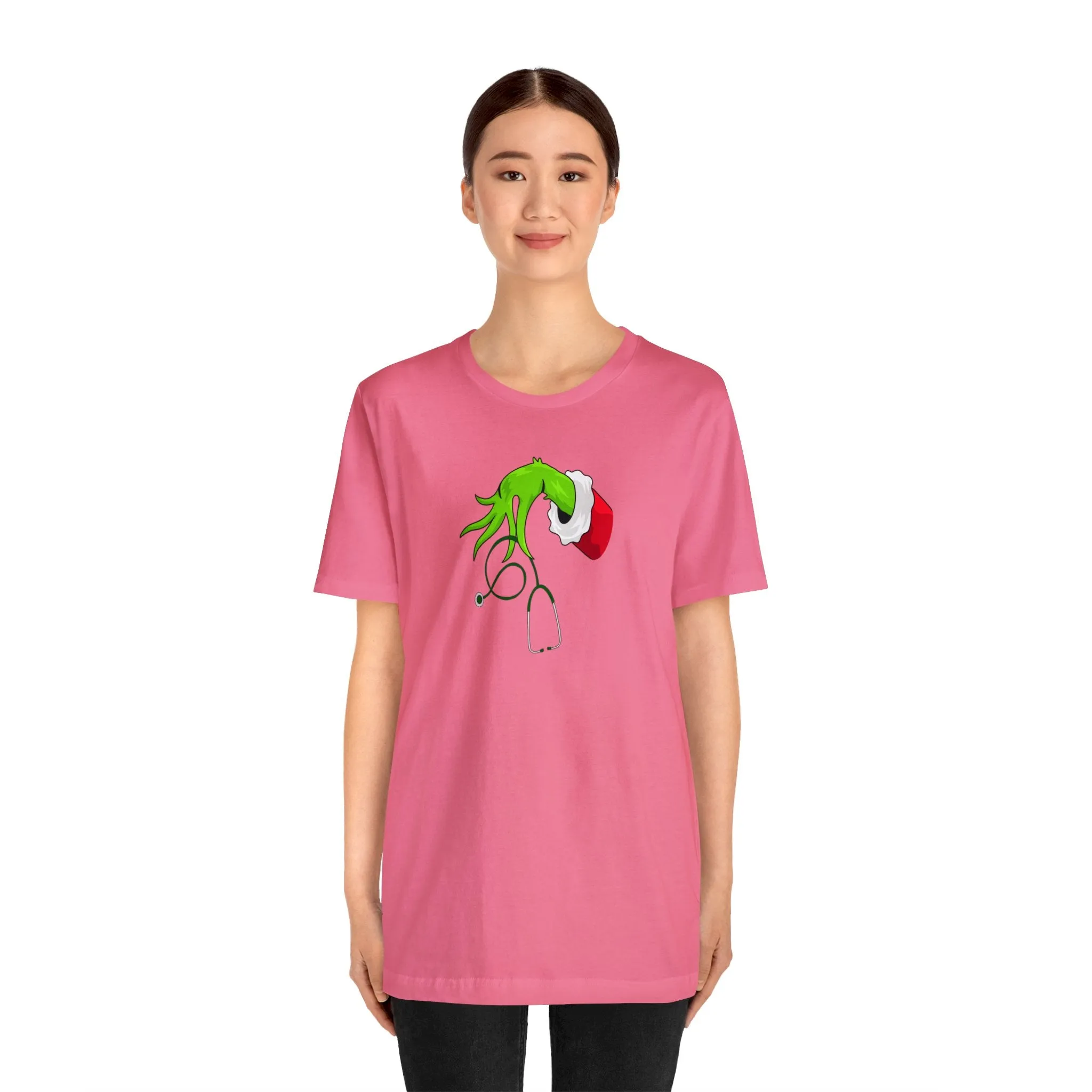 Grinch Nurse Christmas Unisex Jersey Short Sleeve Tee