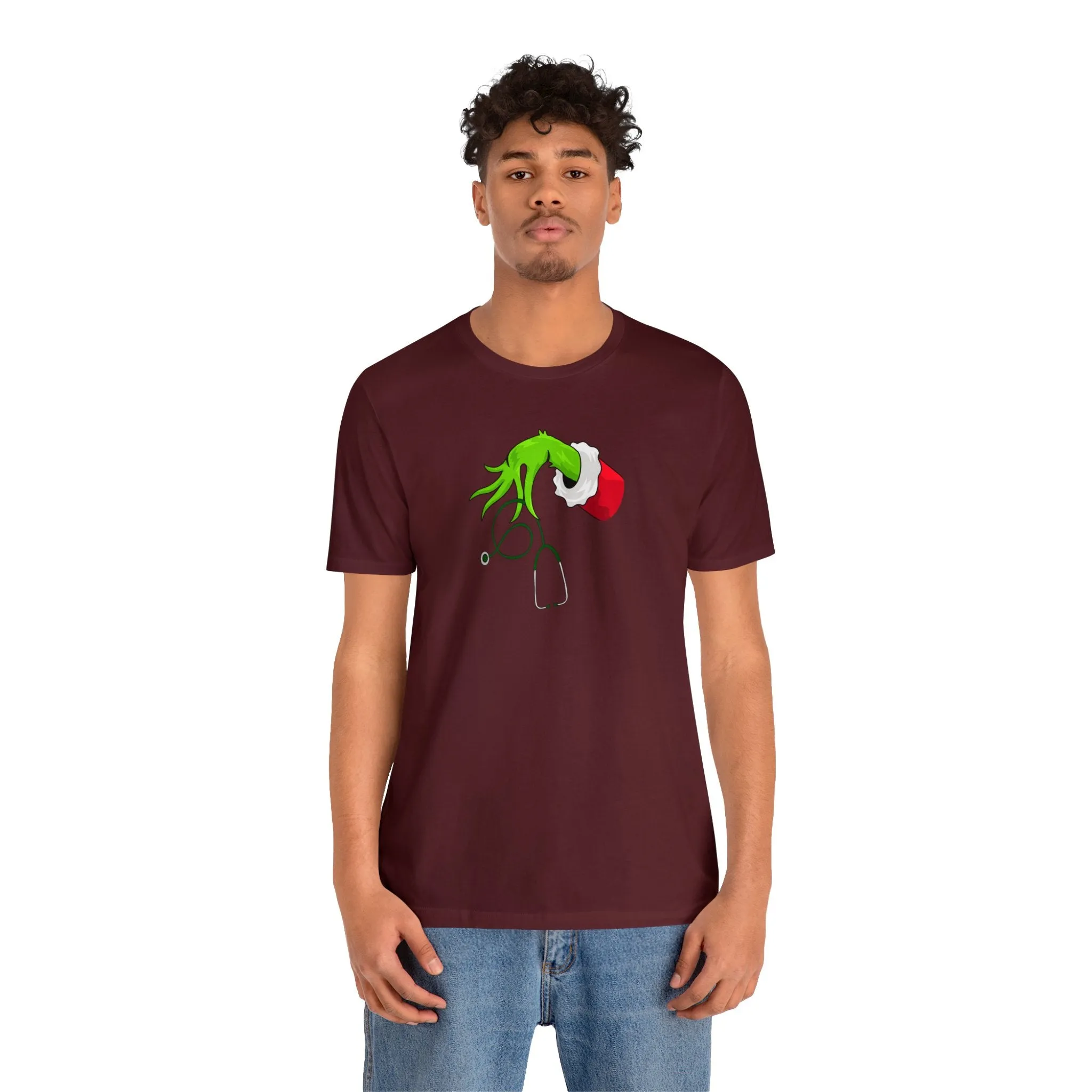 Grinch Nurse Christmas Unisex Jersey Short Sleeve Tee
