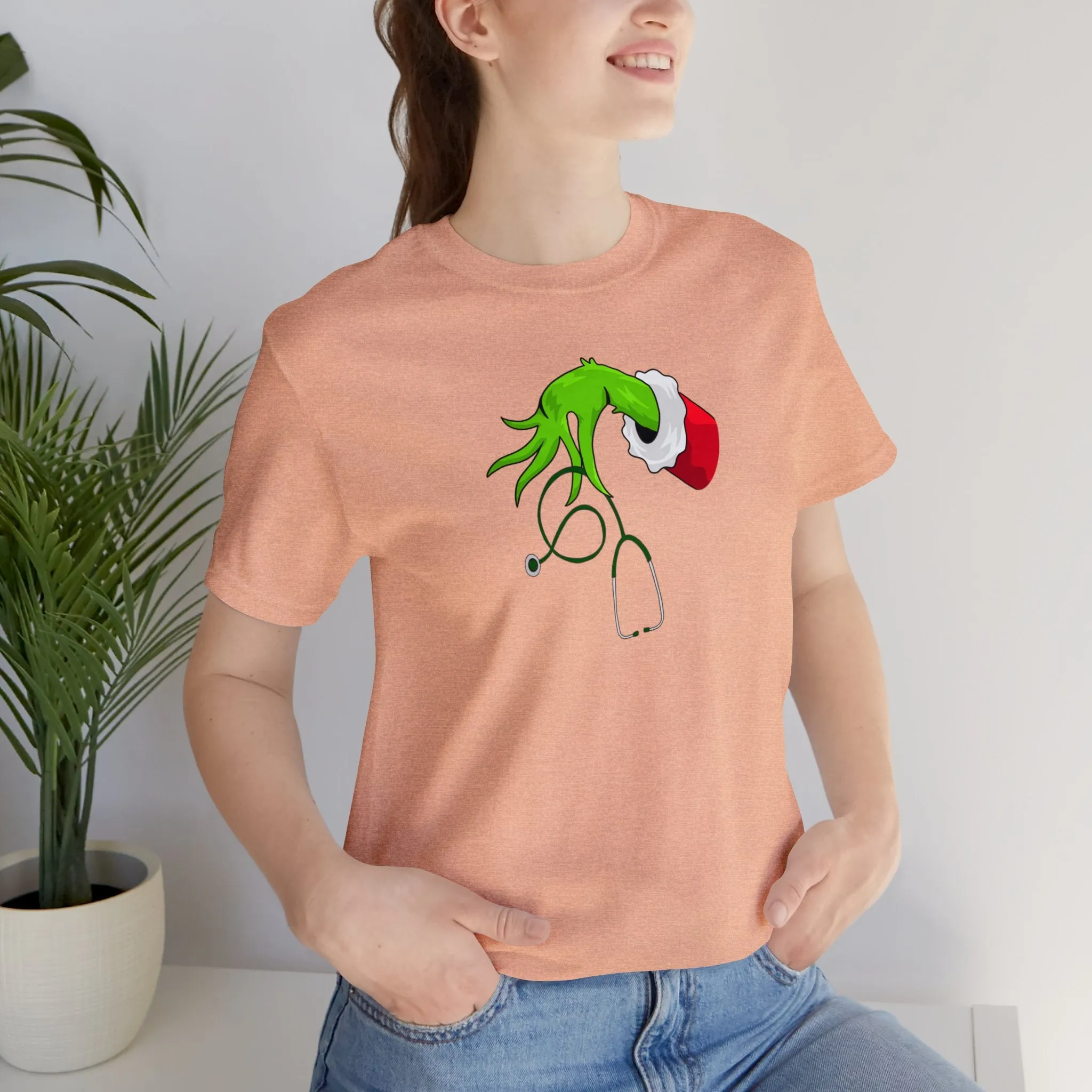 Grinch Nurse Christmas Unisex Jersey Short Sleeve Tee