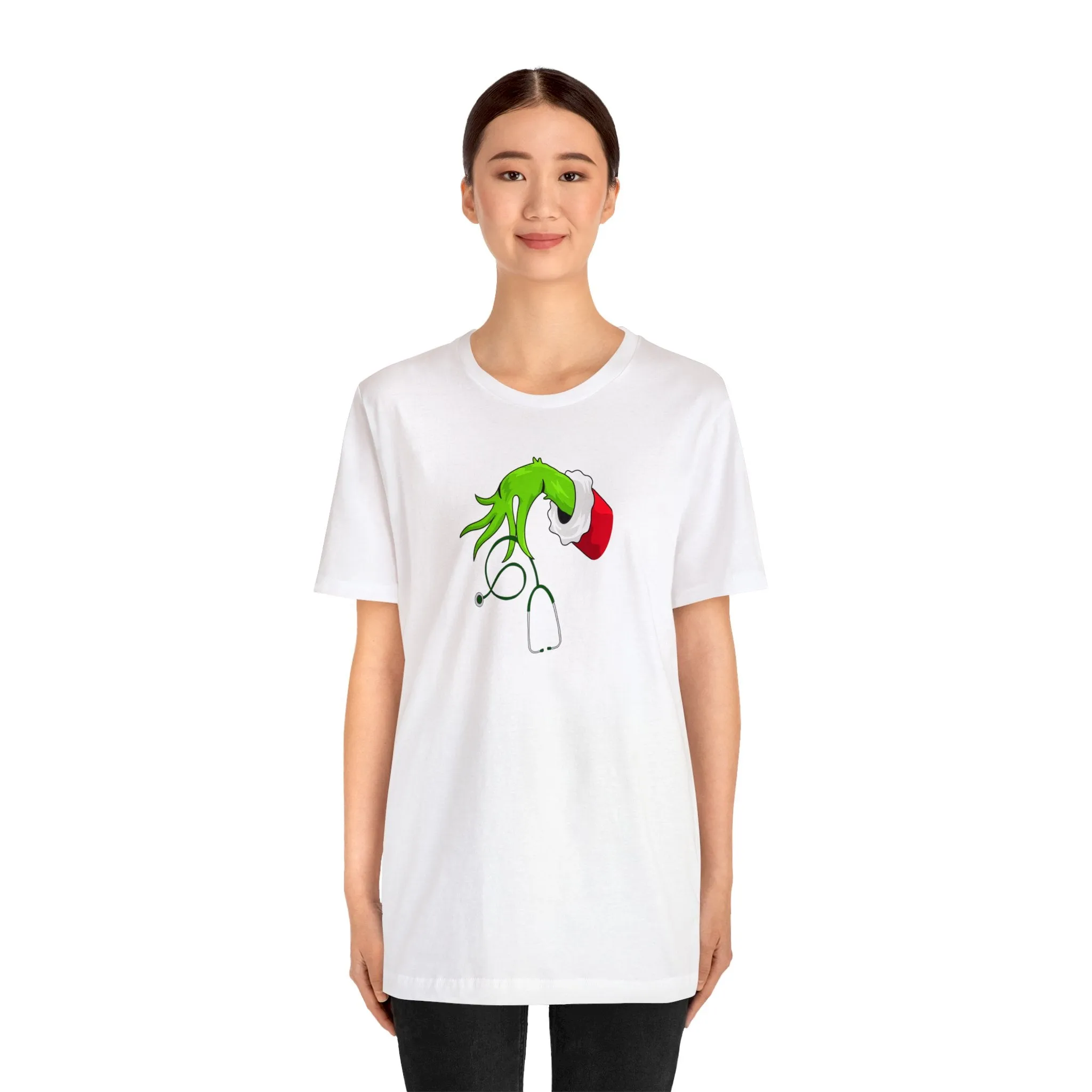 Grinch Nurse Christmas Unisex Jersey Short Sleeve Tee