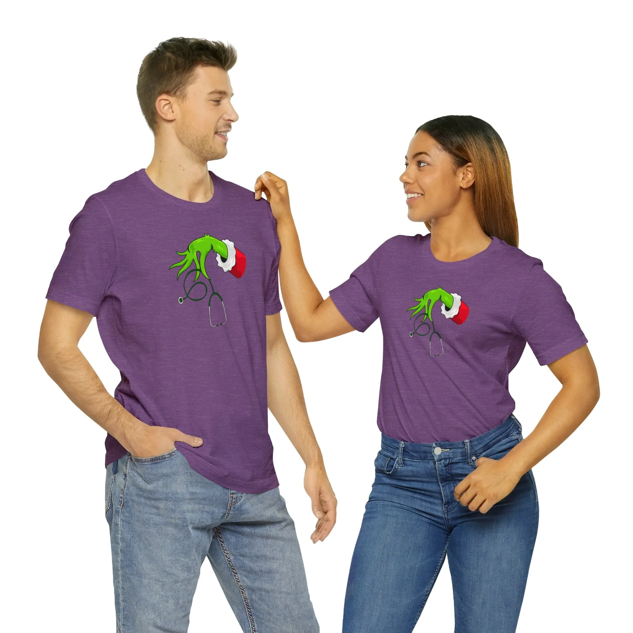 Grinch Nurse Christmas Unisex Jersey Short Sleeve Tee