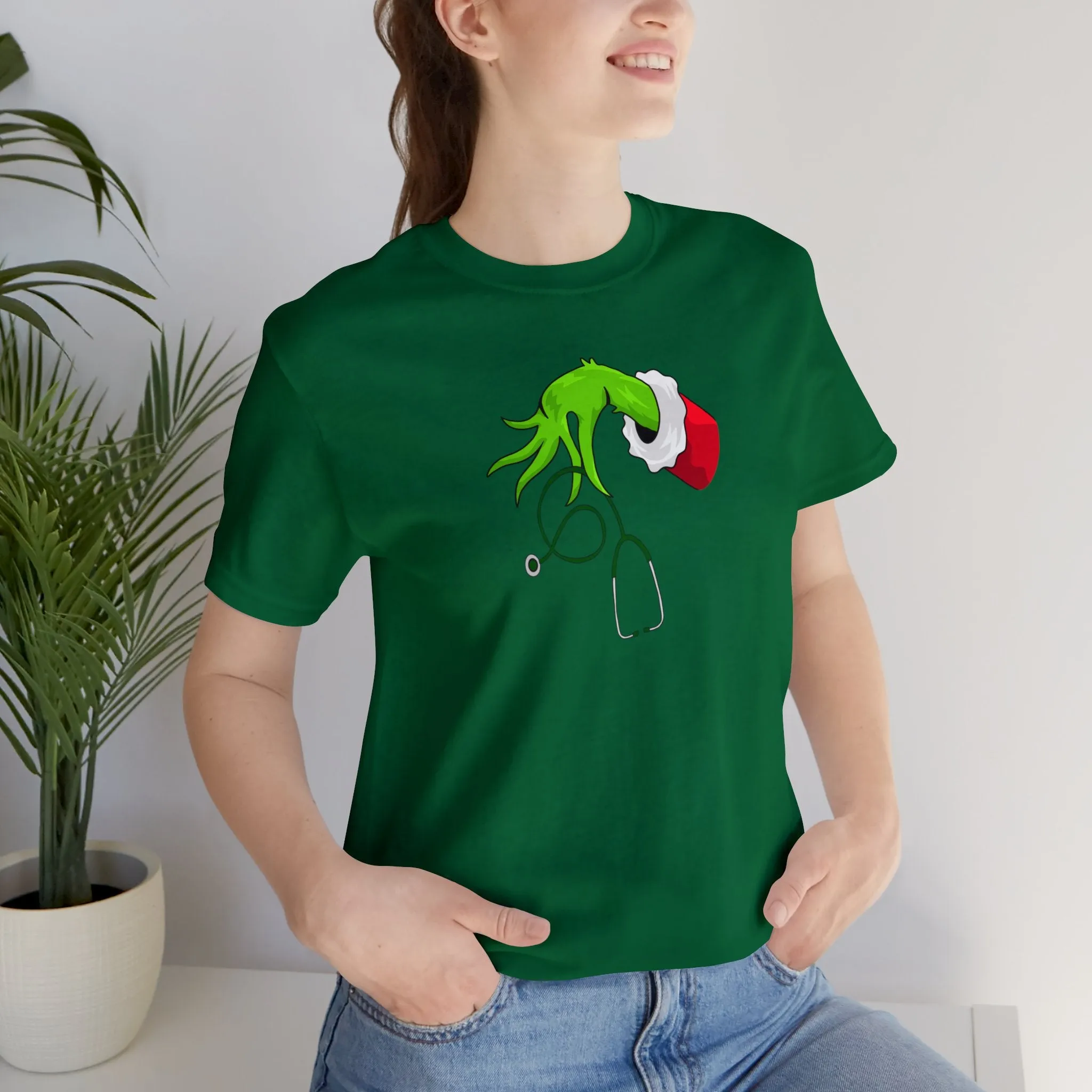 Grinch Nurse Christmas Unisex Jersey Short Sleeve Tee