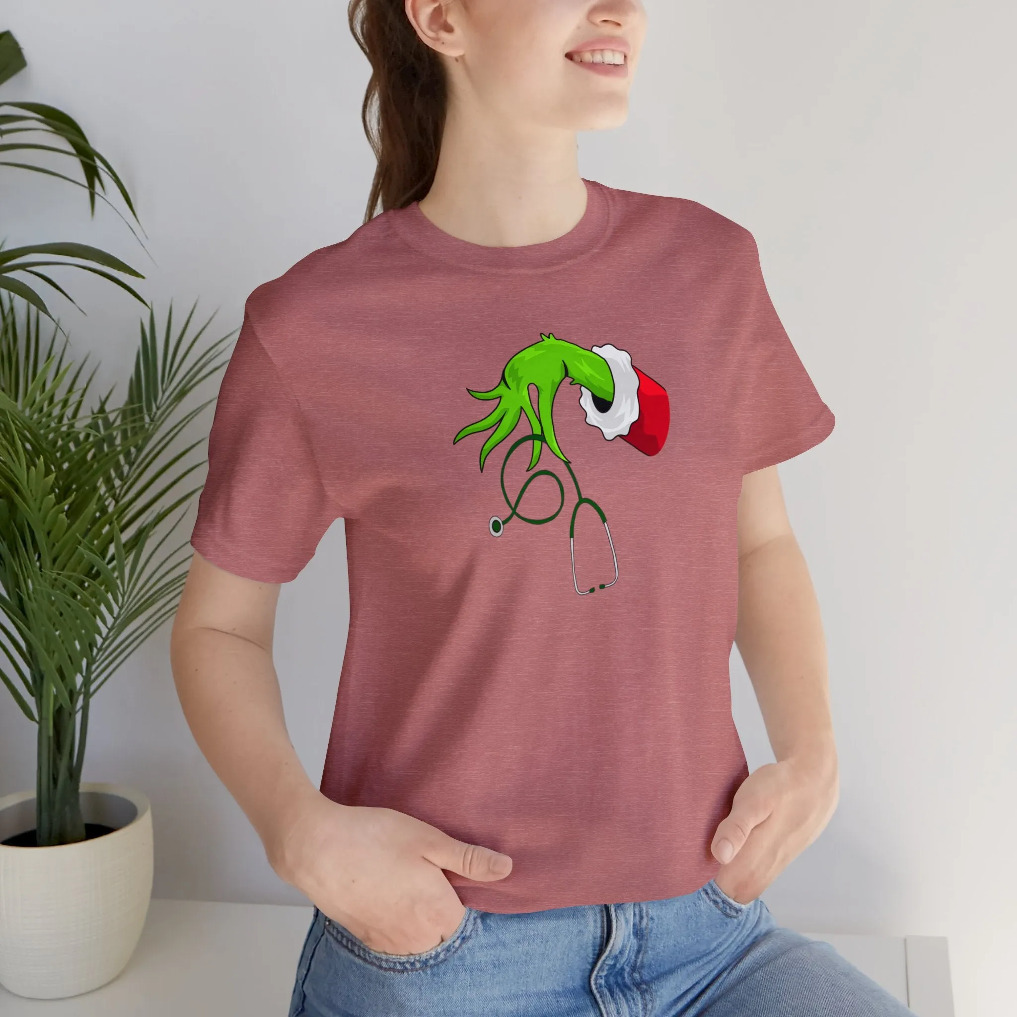 Grinch Nurse Christmas Unisex Jersey Short Sleeve Tee
