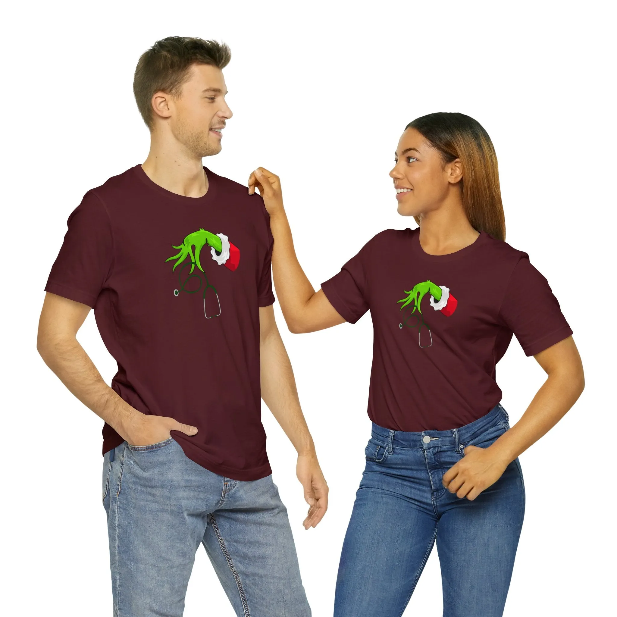 Grinch Nurse Christmas Unisex Jersey Short Sleeve Tee