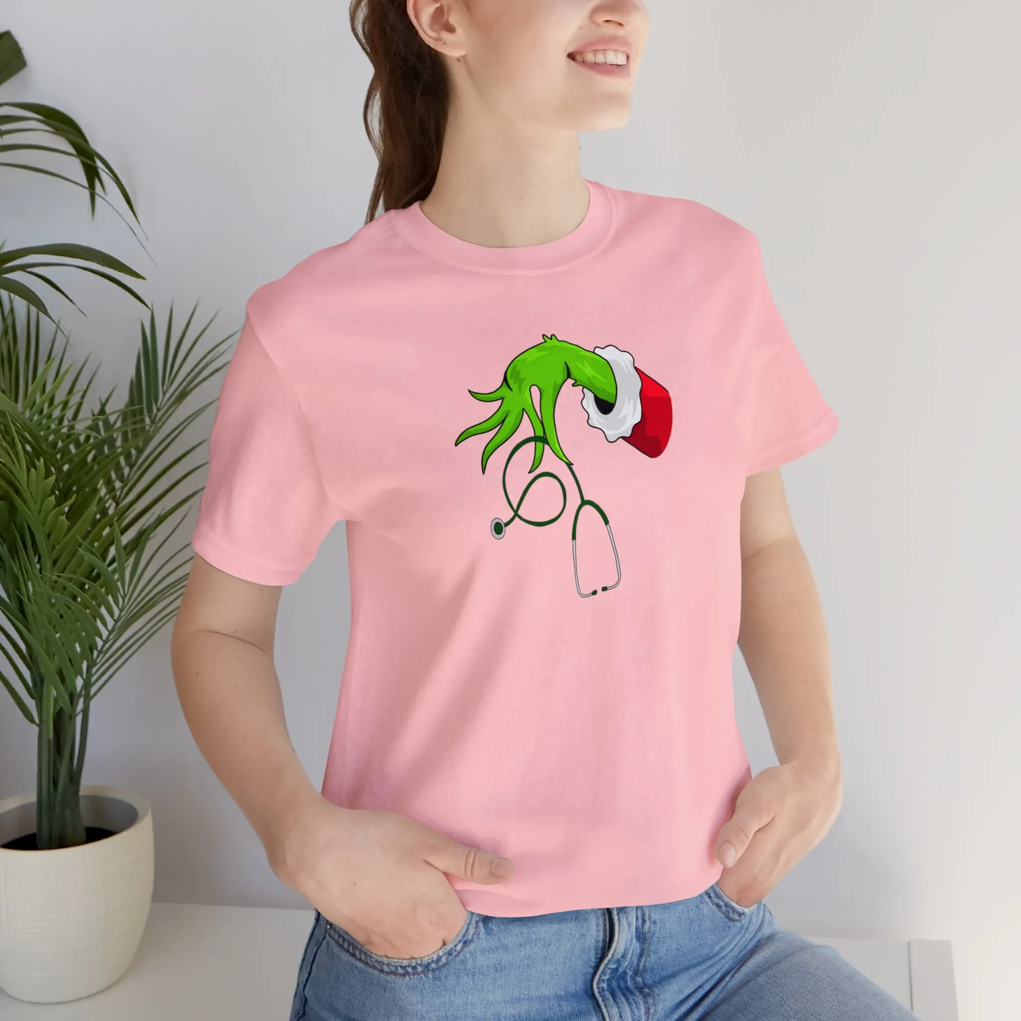 Grinch Nurse Christmas Unisex Jersey Short Sleeve Tee