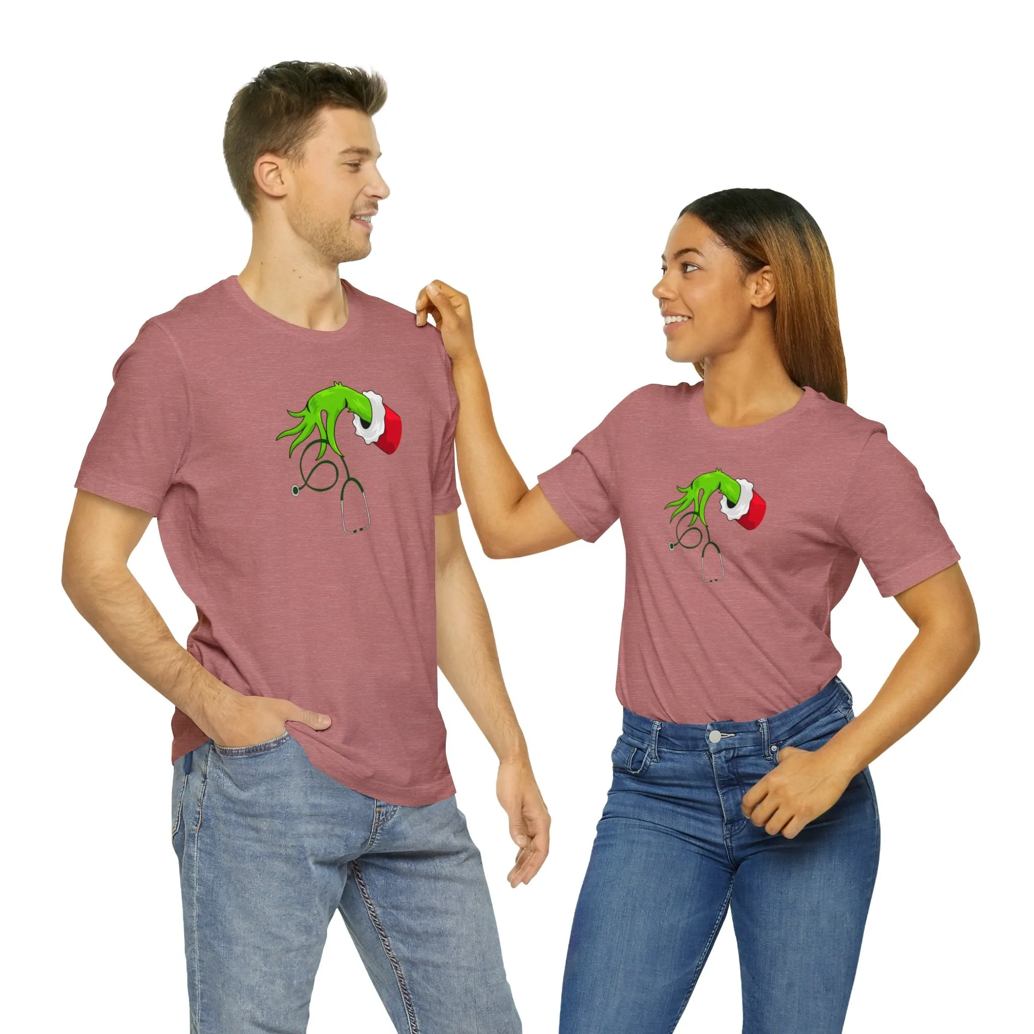 Grinch Nurse Christmas Unisex Jersey Short Sleeve Tee