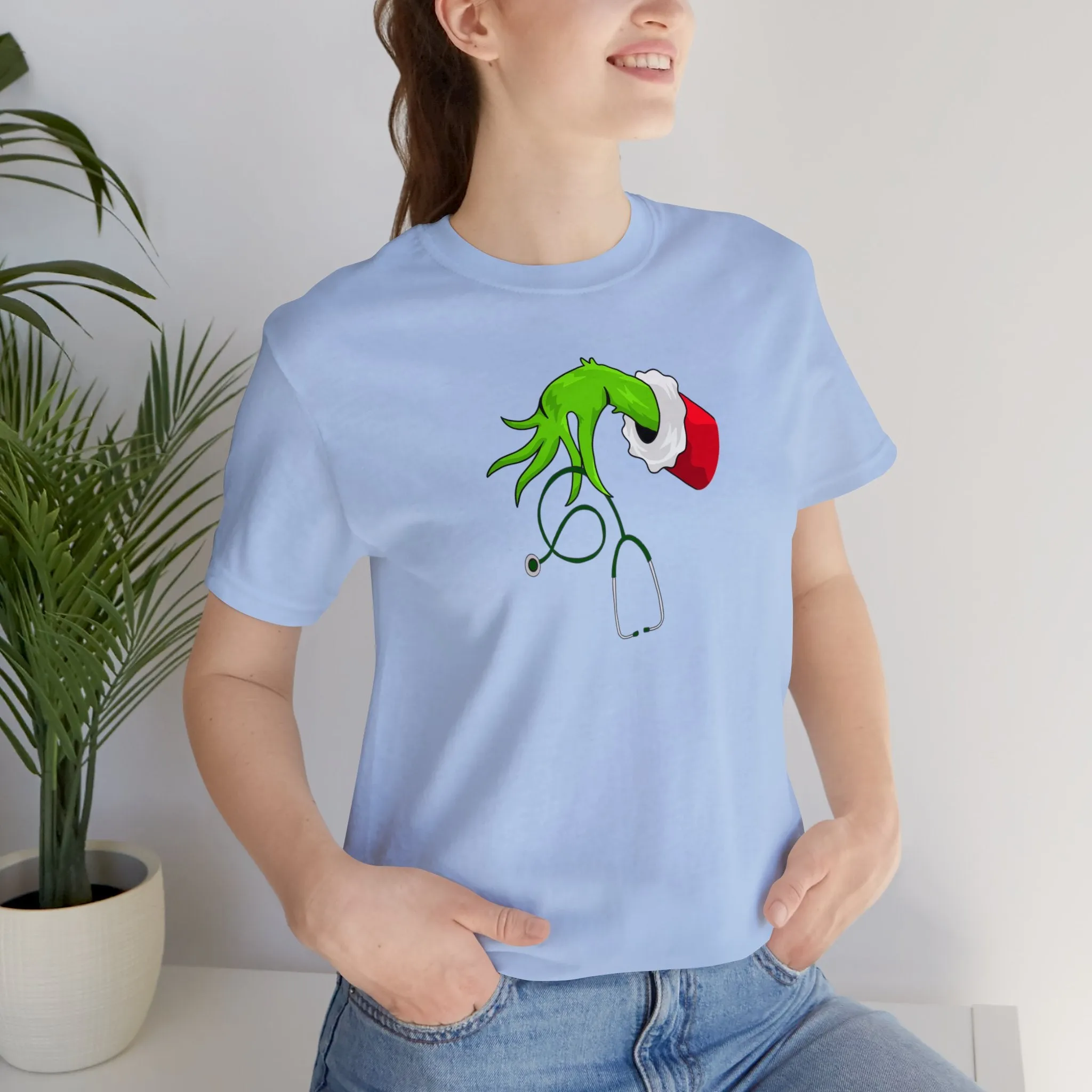 Grinch Nurse Christmas Unisex Jersey Short Sleeve Tee