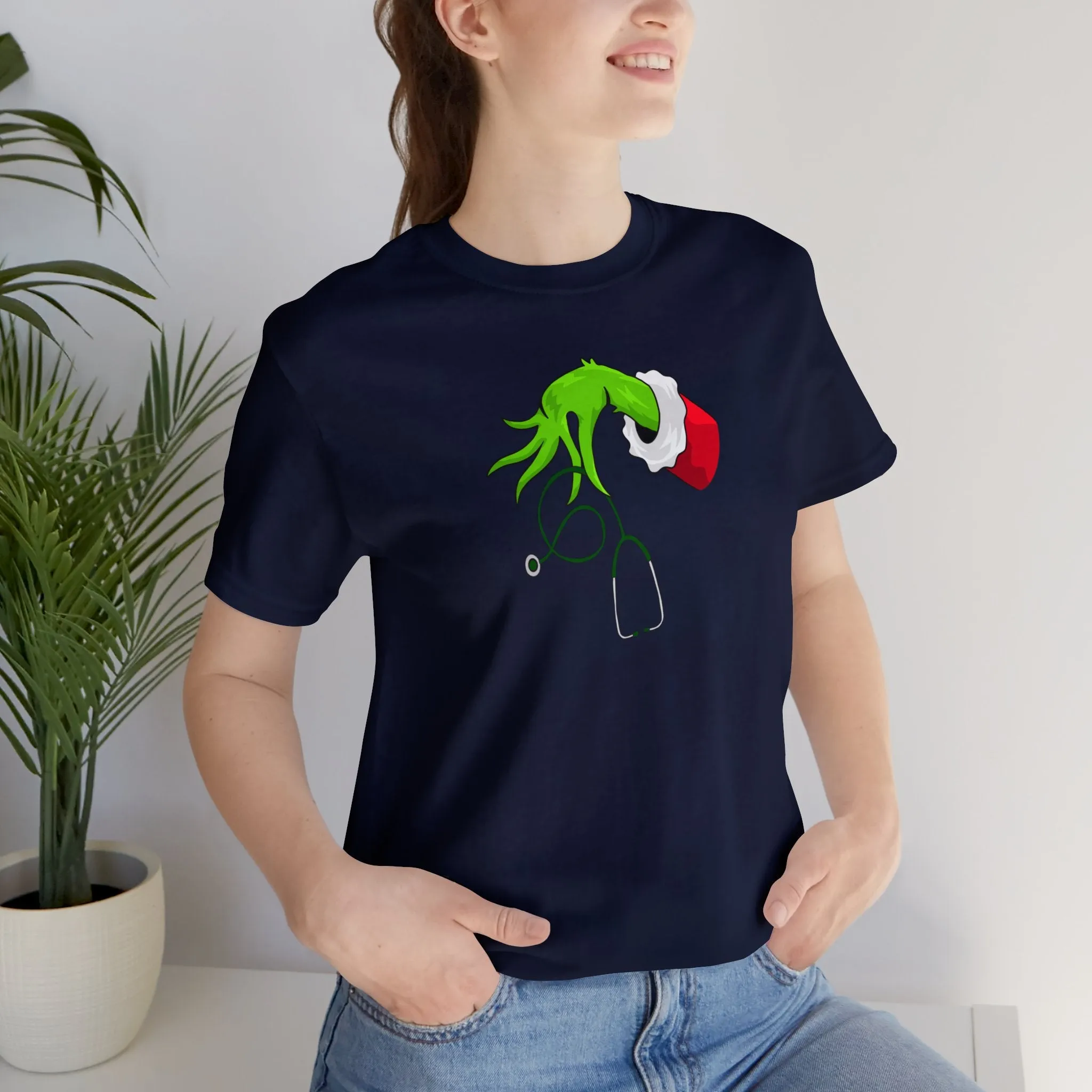 Grinch Nurse Christmas Unisex Jersey Short Sleeve Tee