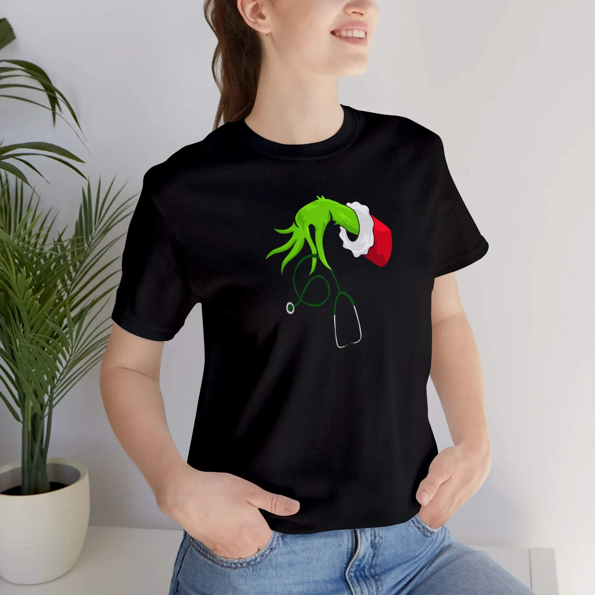 Grinch Nurse Christmas Unisex Jersey Short Sleeve Tee