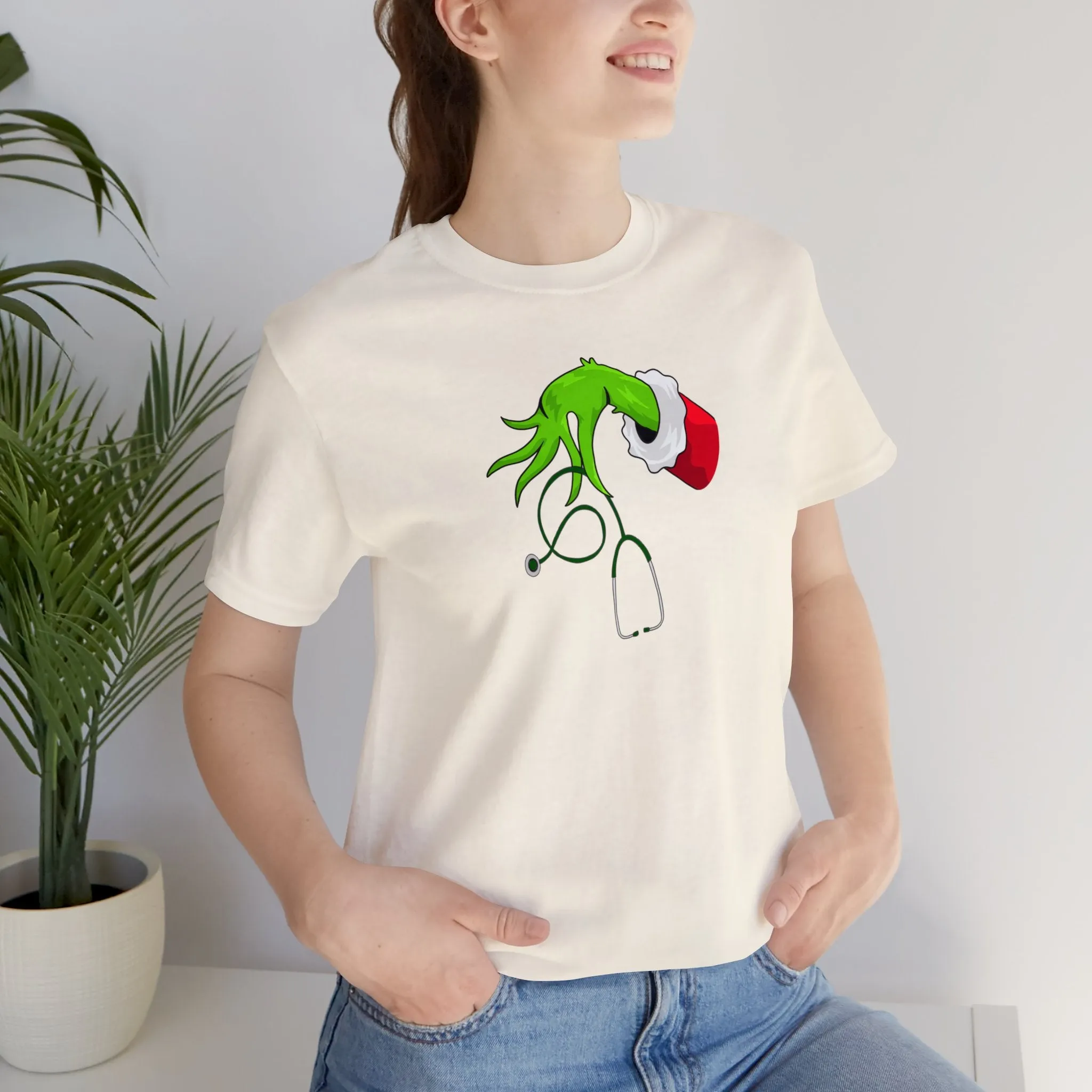 Grinch Nurse Christmas Unisex Jersey Short Sleeve Tee