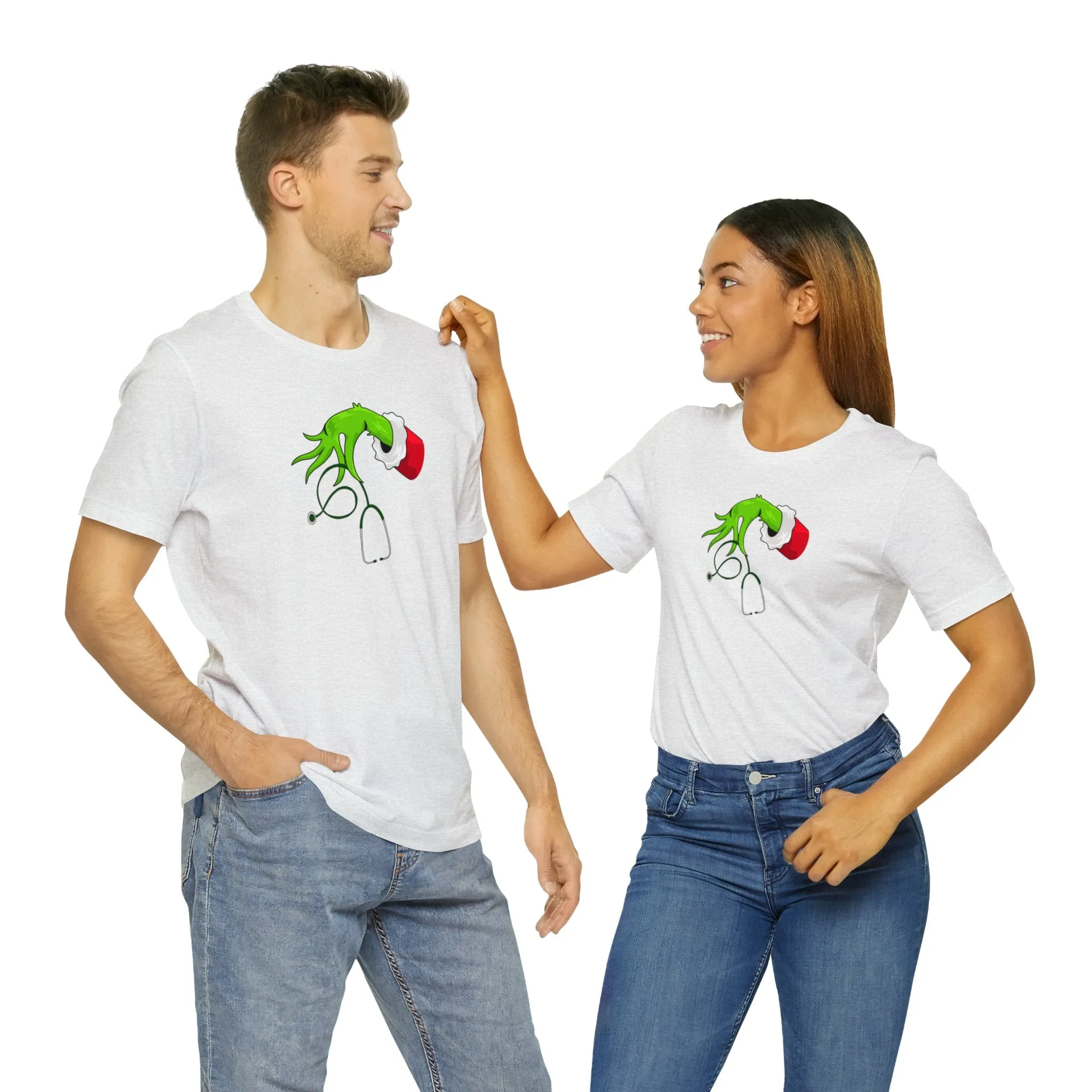 Grinch Nurse Christmas Unisex Jersey Short Sleeve Tee