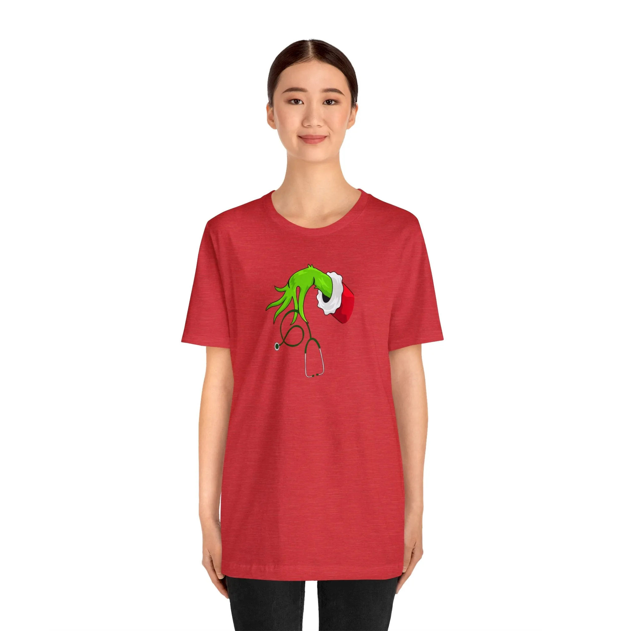 Grinch Nurse Christmas Unisex Jersey Short Sleeve Tee
