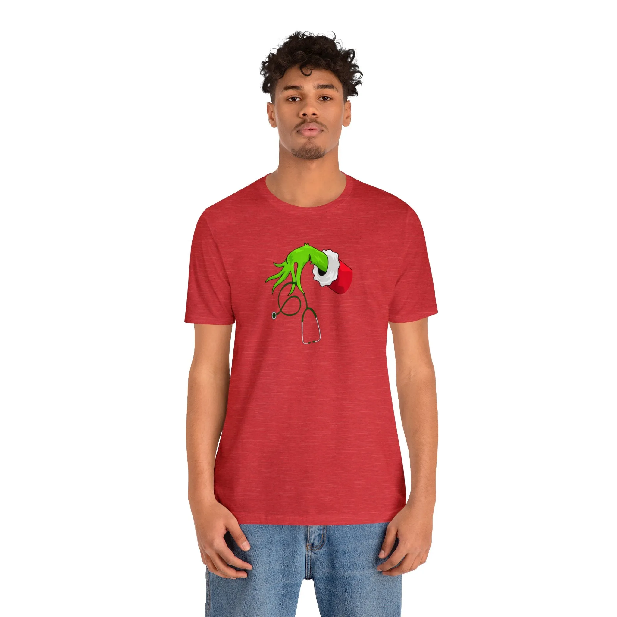 Grinch Nurse Christmas Unisex Jersey Short Sleeve Tee