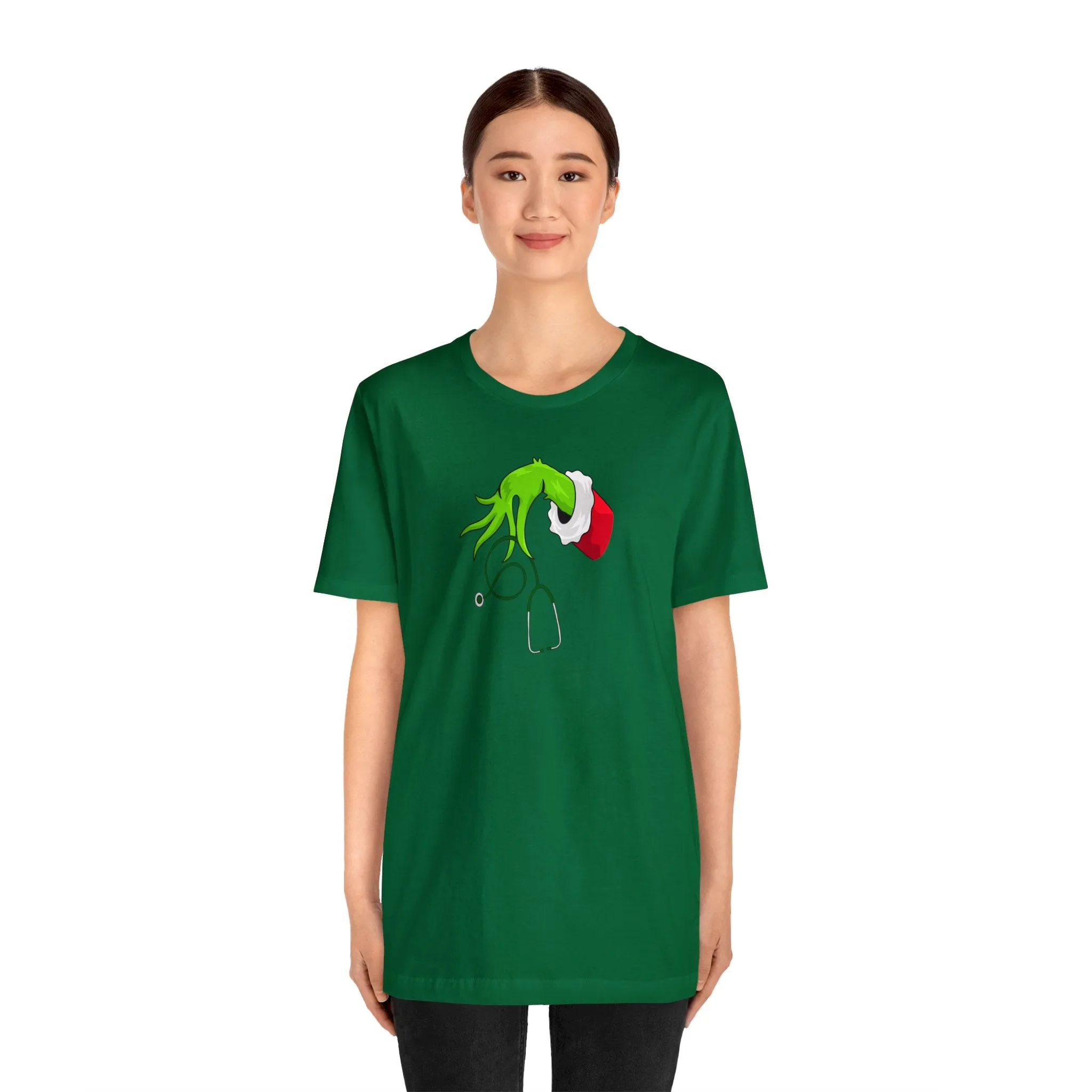 Grinch Nurse Christmas Unisex Jersey Short Sleeve Tee