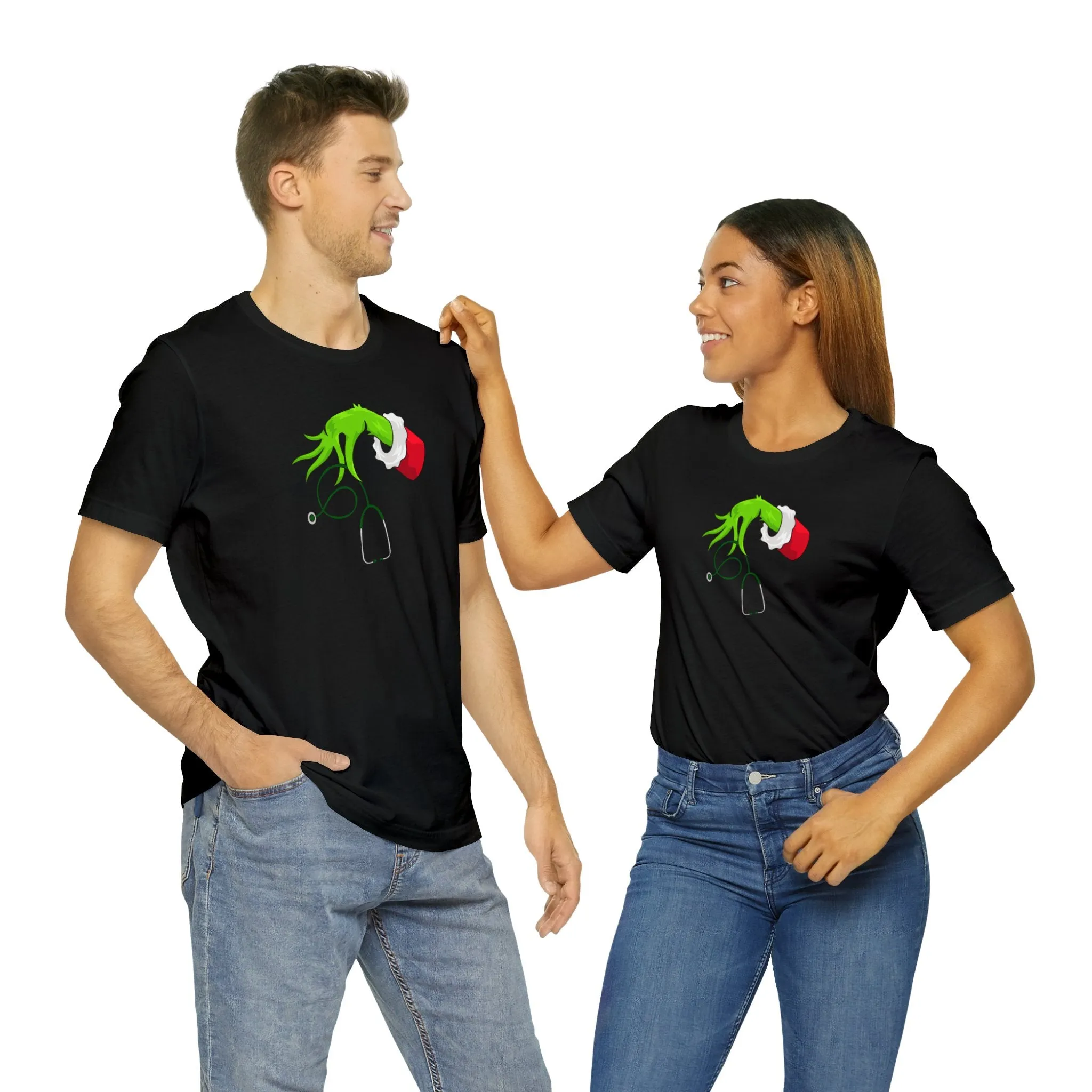 Grinch Nurse Christmas Unisex Jersey Short Sleeve Tee