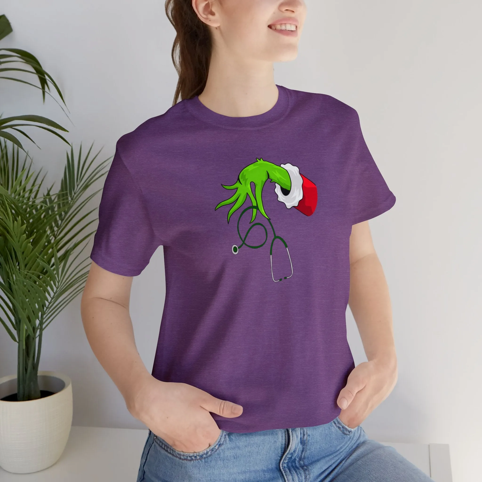 Grinch Nurse Christmas Unisex Jersey Short Sleeve Tee