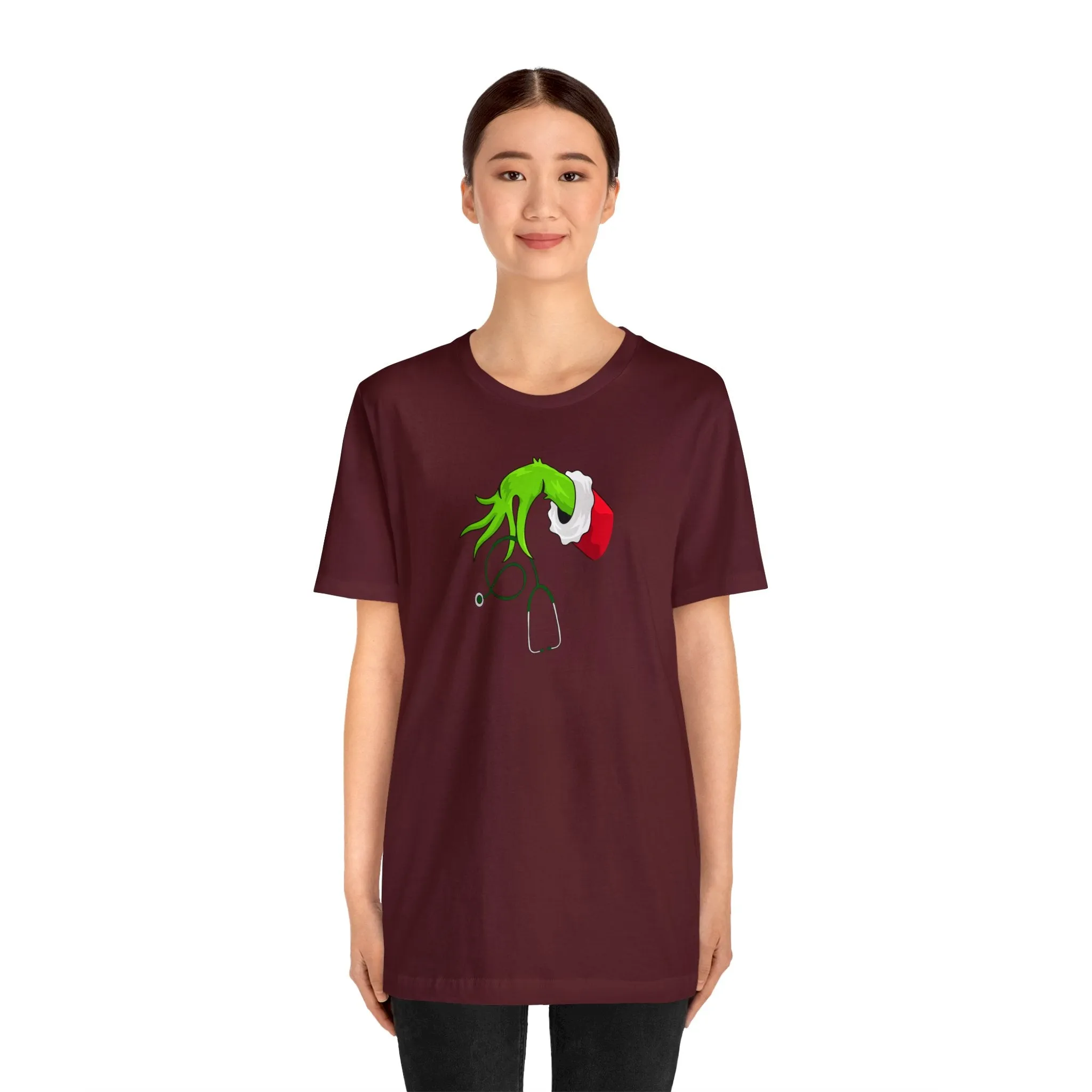 Grinch Nurse Christmas Unisex Jersey Short Sleeve Tee