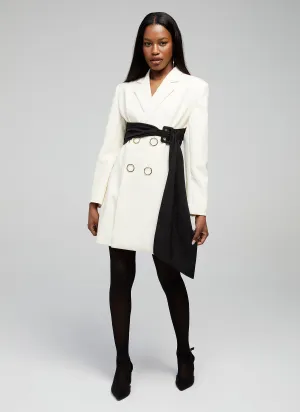 Jada Ivory Blazer Dress with Obi Belt for Women