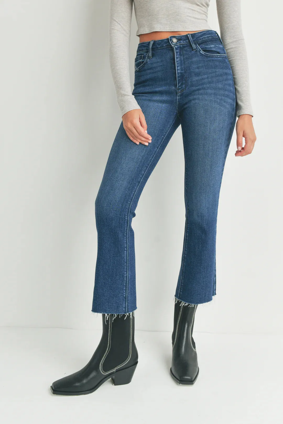 Just Black High Rise Crop Flare Jean