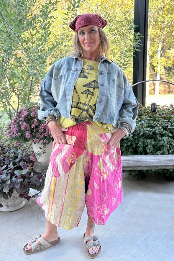 Kantha Sunrise Crop Pants "Say What?" by Jaded Gypsy