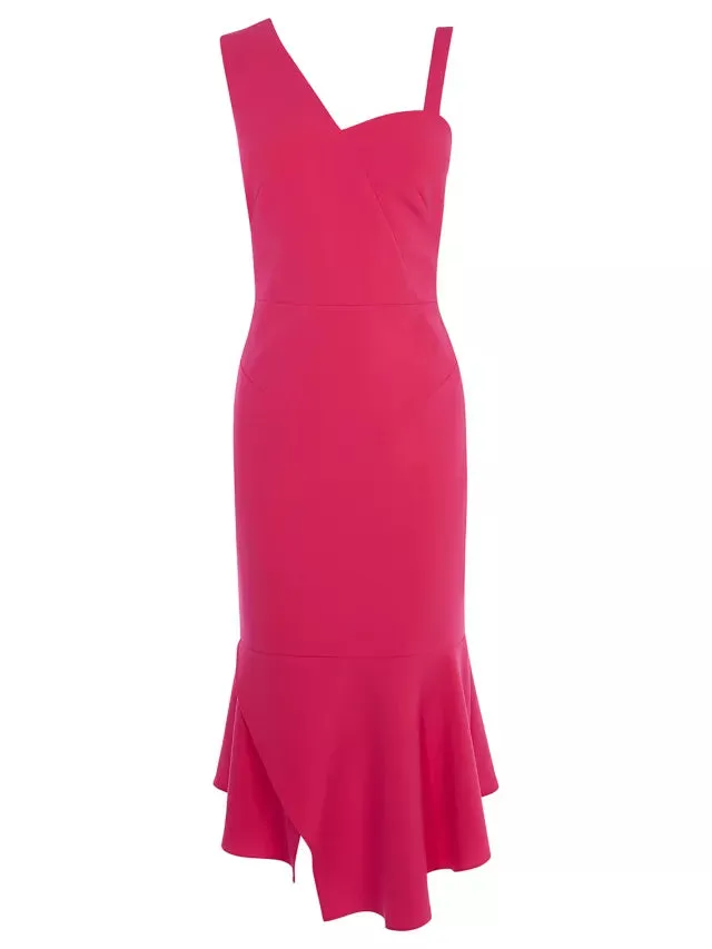 Karen Millen Pink One Shoulder Midi