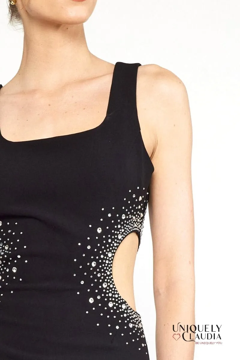 Karola Sides Cut-Outs Embellished Mini Dress