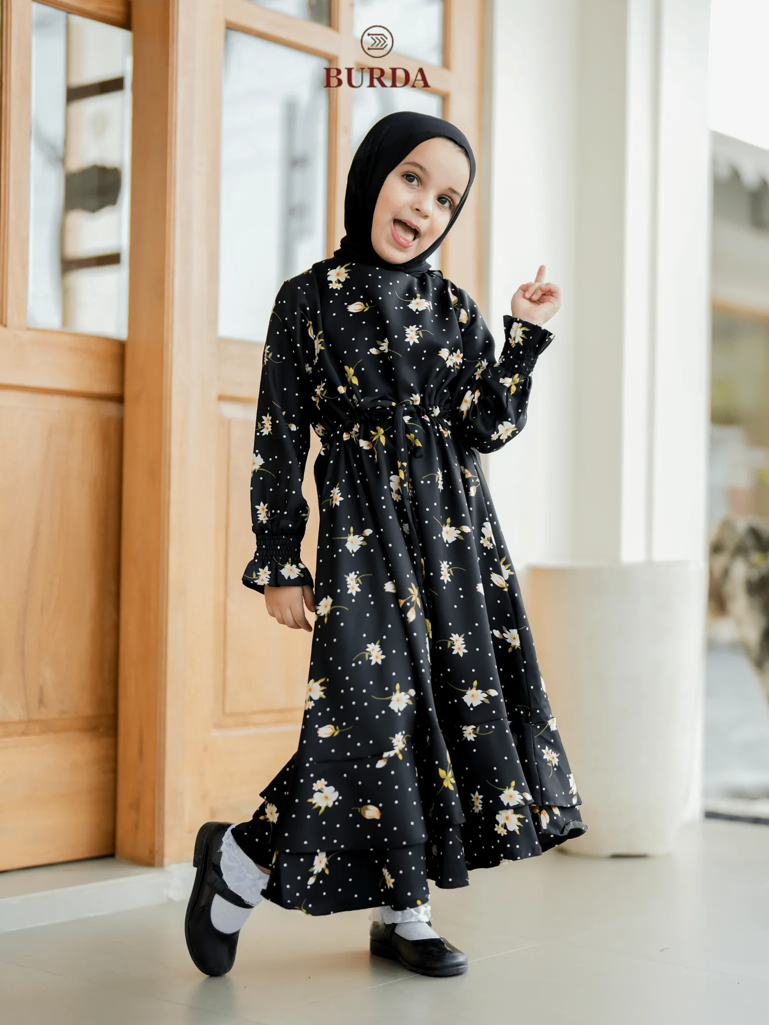 Kid's Black Floral Dress
