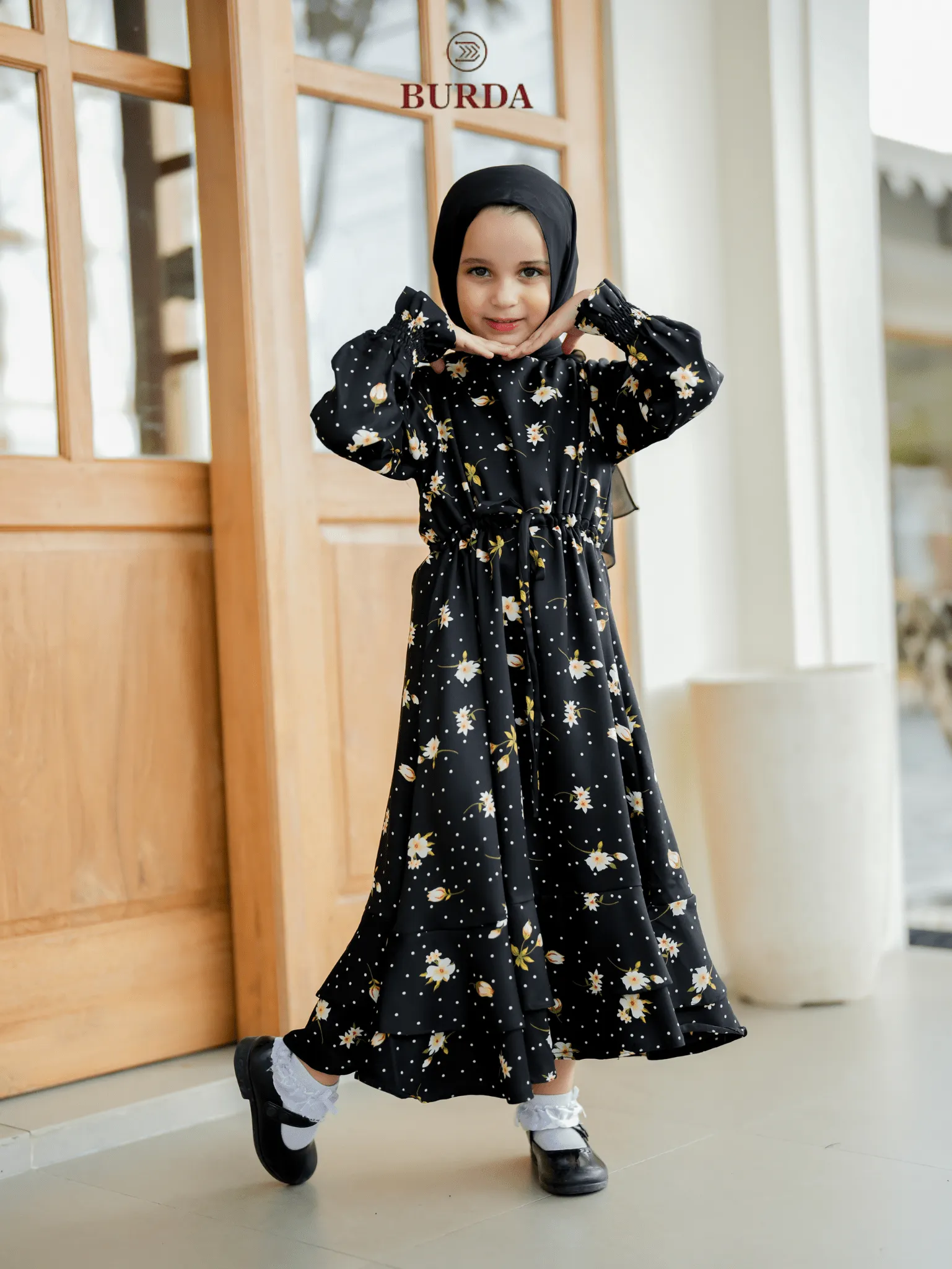 Kid's Black Floral Dress