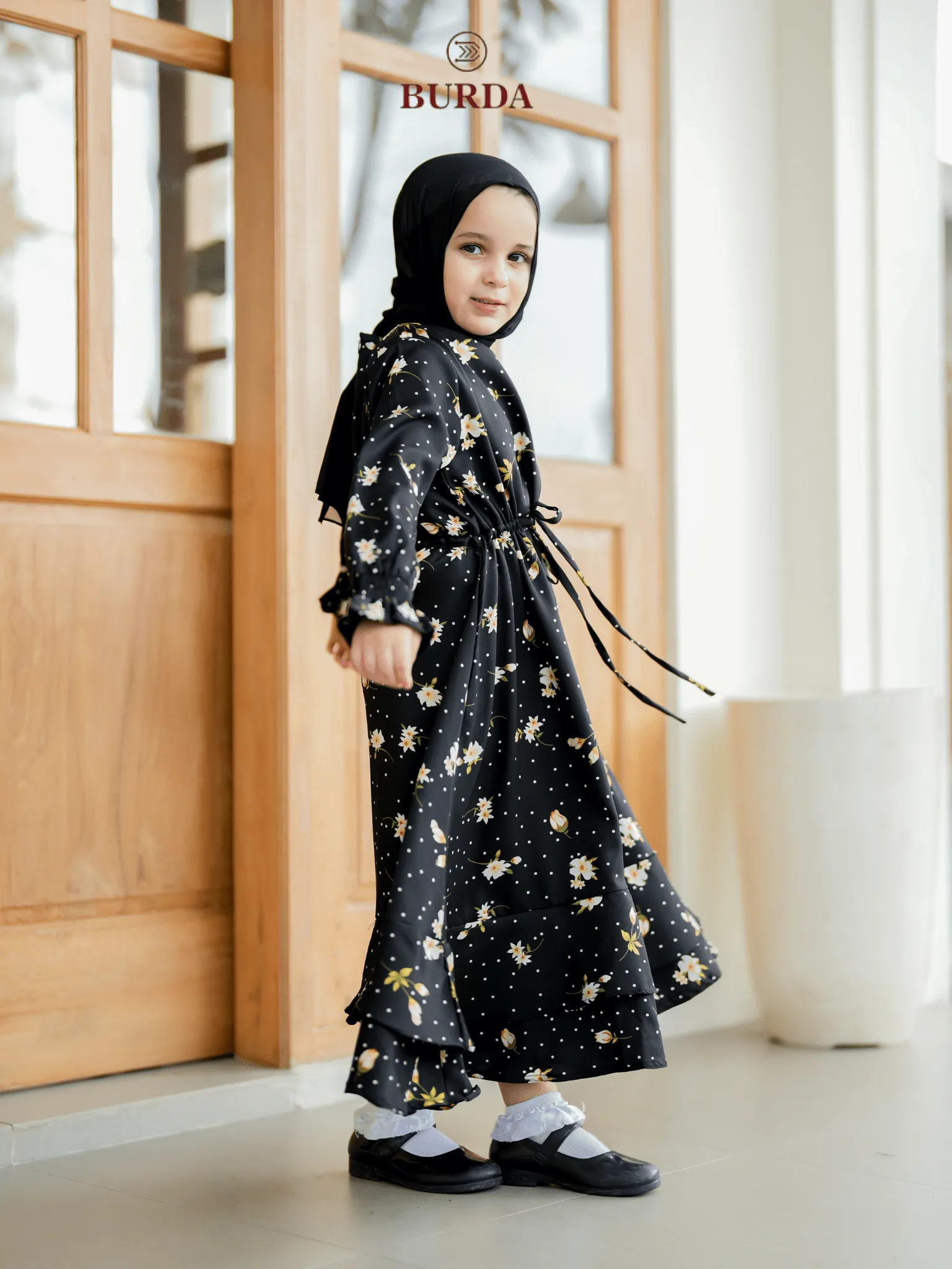 Kid's Black Floral Dress
