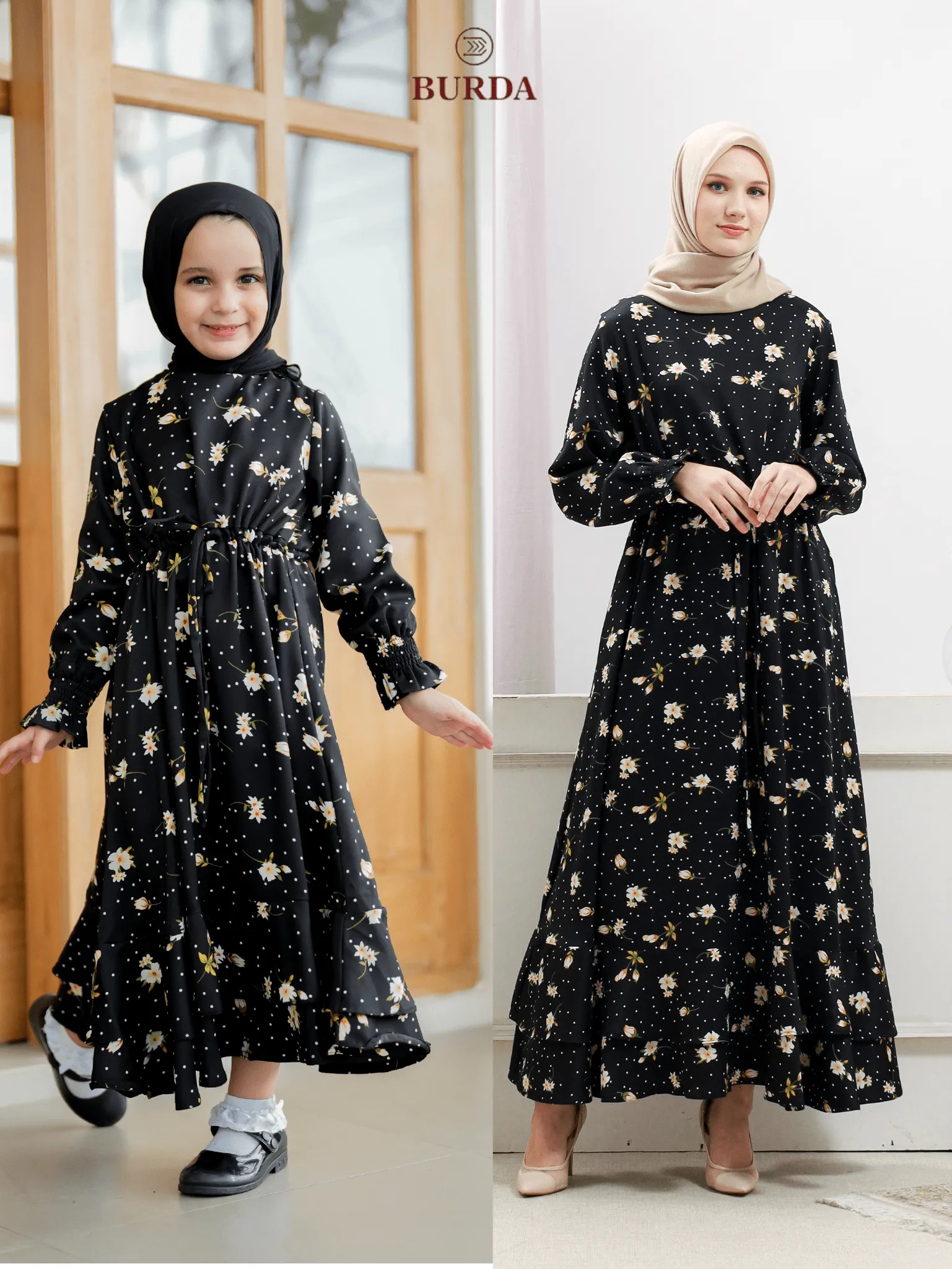 Kid's Black Floral Dress