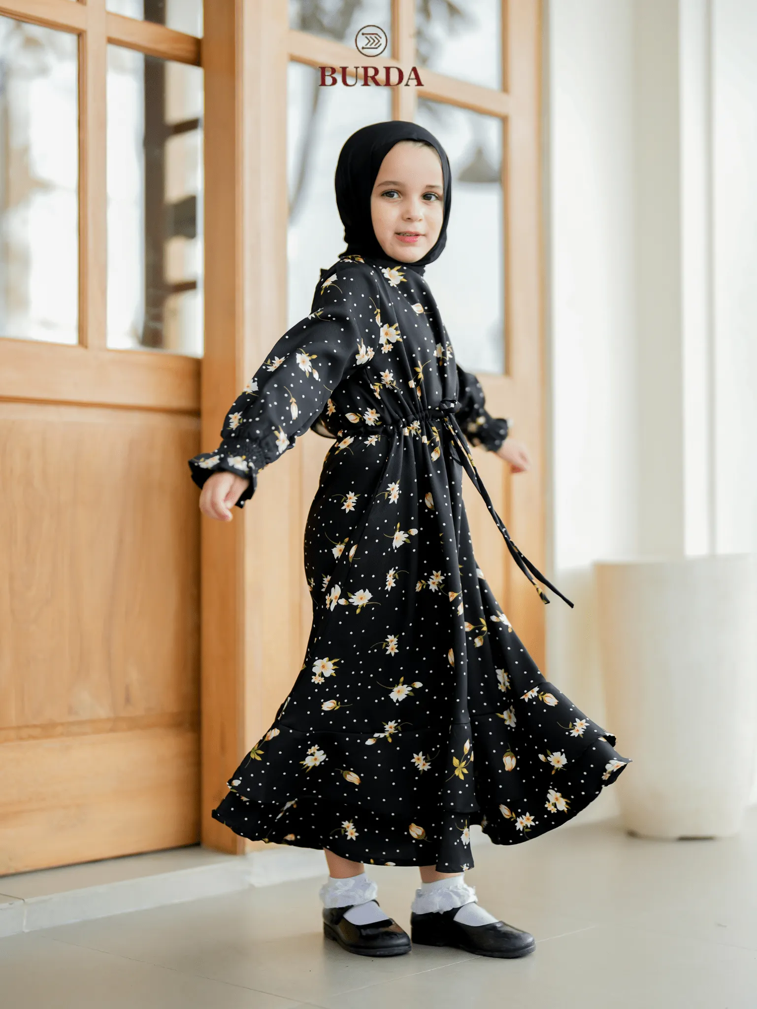 Kid's Black Floral Dress