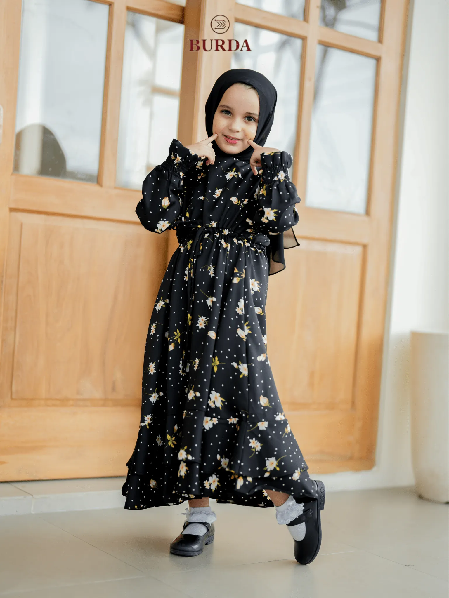 Kid's Black Floral Dress