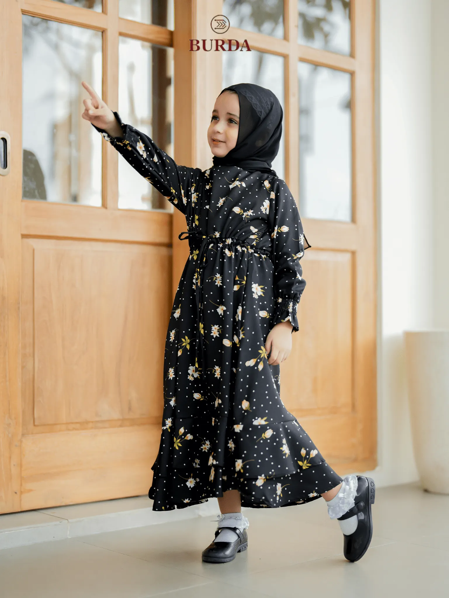 Kid's Black Floral Dress