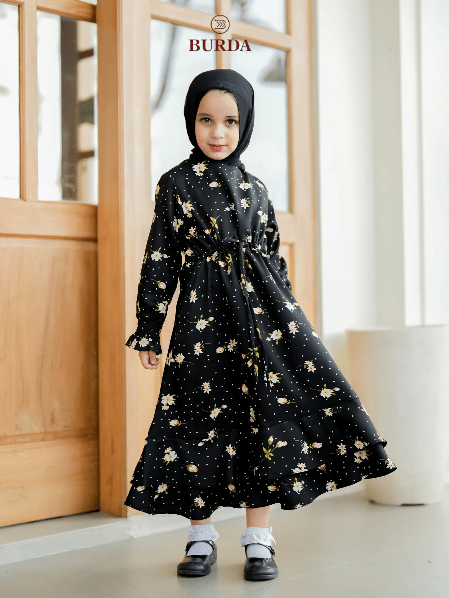 Kid's Black Floral Dress