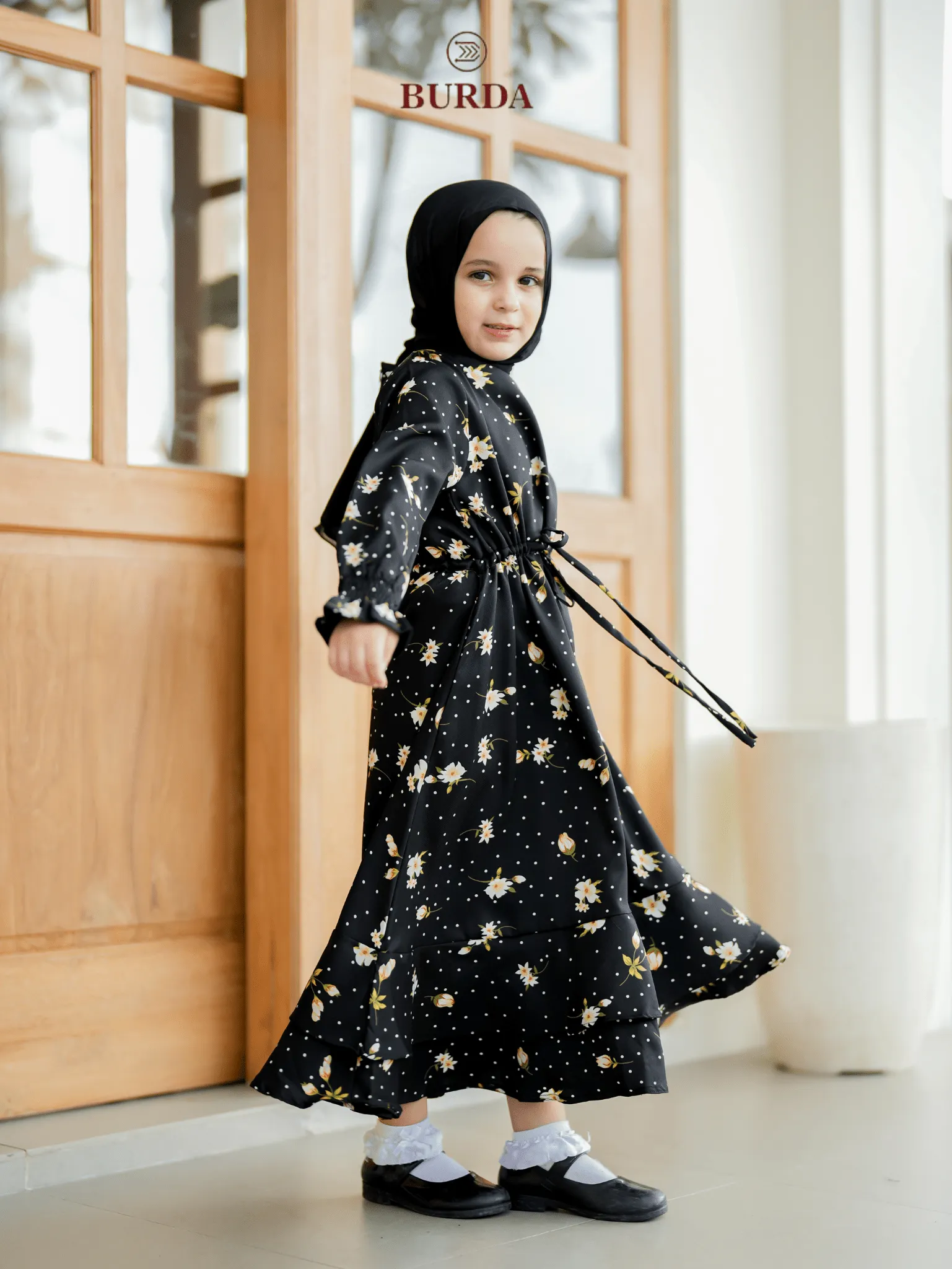 Kid's Black Floral Dress