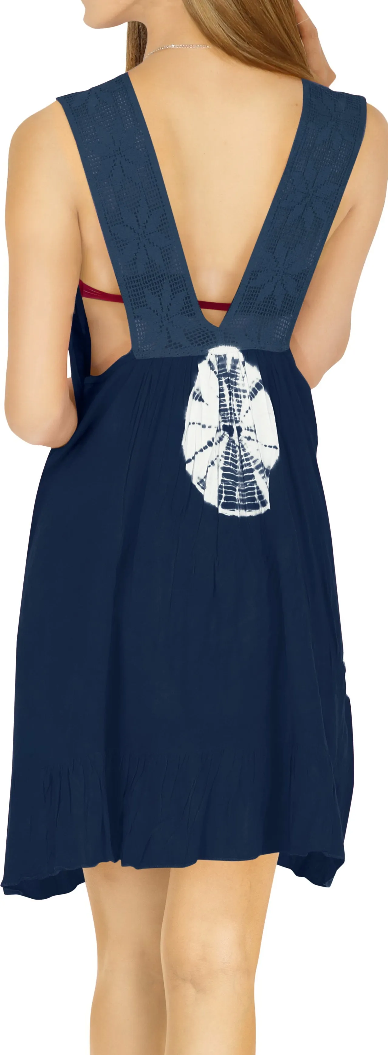 La Leela Frill Swimsuit Rayon Bikini Swimwear Cover up Sleeveless Evening Dress